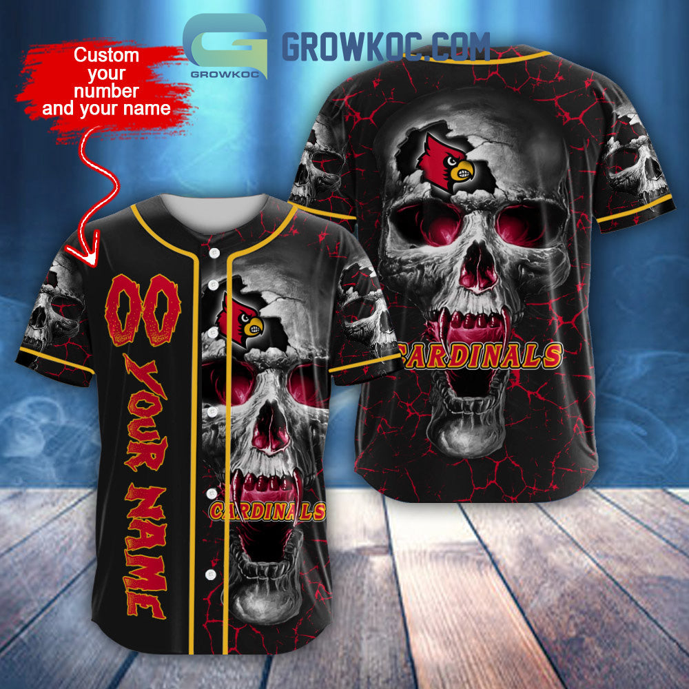 NCAA Louisville Cardinals Personalized Skull Design Baseball Jersey baseball jersey product view 1