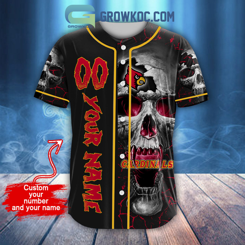 NCAA Louisville Cardinals Personalized Skull Design Baseball Jersey baseball jersey product view 2