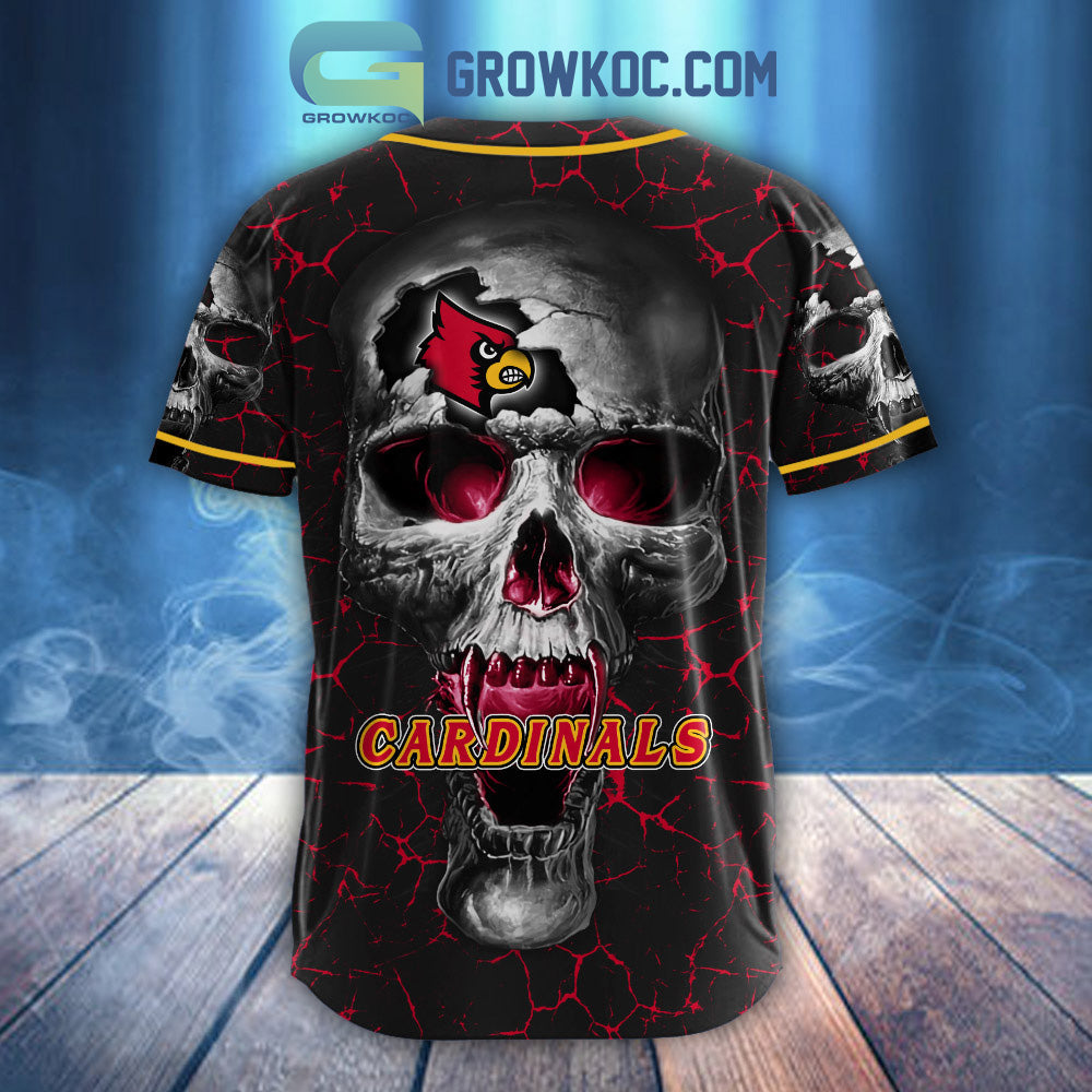 NCAA Louisville Cardinals Personalized Skull Design Baseball Jersey baseball jersey product view 3