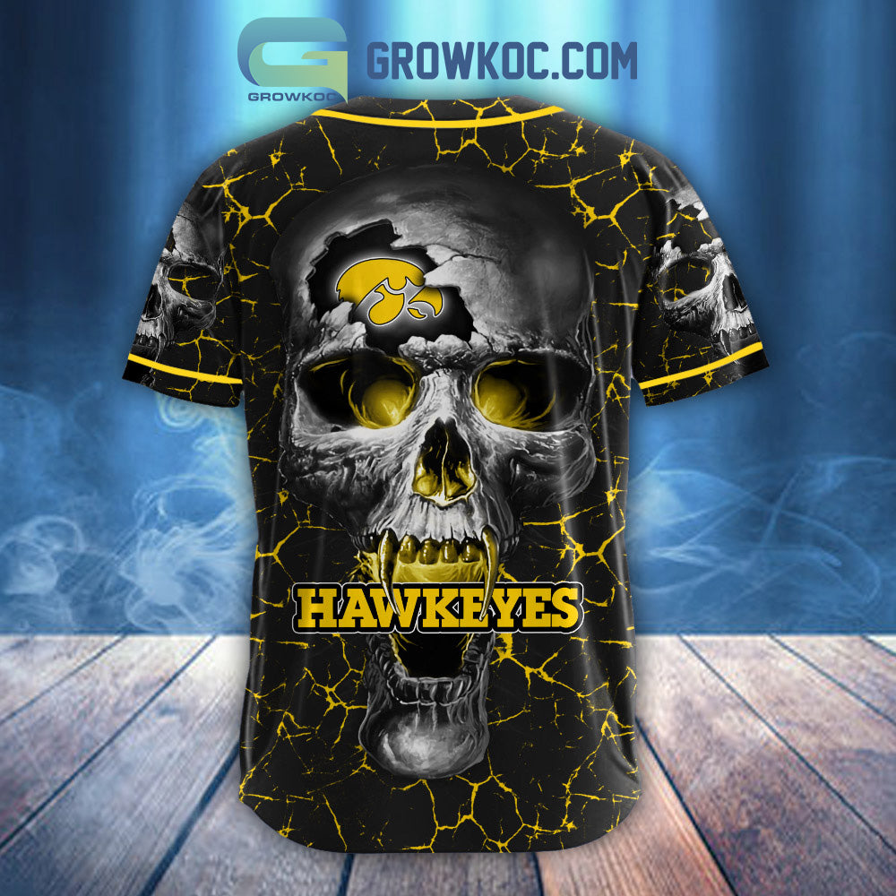 NCAA Lowa Hawkeyes Personalized Skull Design Baseball Jersey baseball jersey product view 3