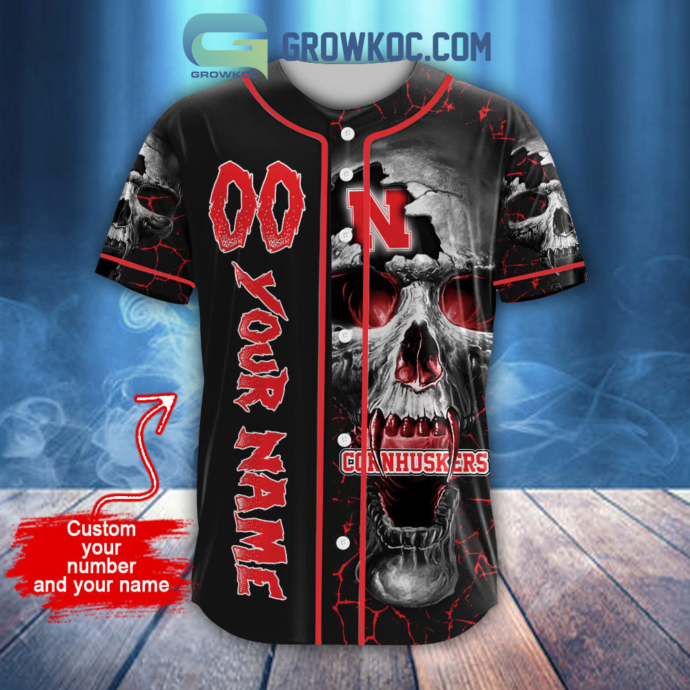 NCAA Nebraska Cornhuskers Personalized Skull Design Baseball Jersey baseball jersey product view 2