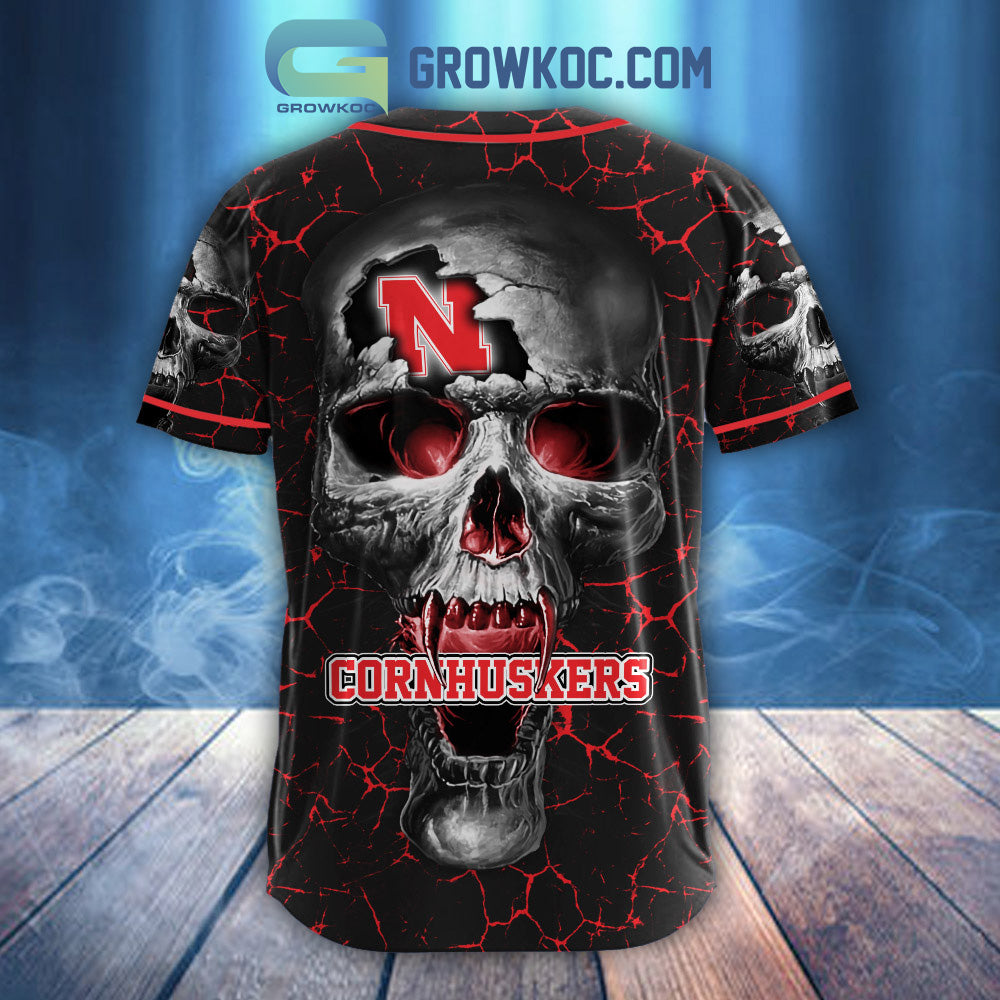 NCAA Nebraska Cornhuskers Personalized Skull Design Baseball Jersey baseball jersey product view 3