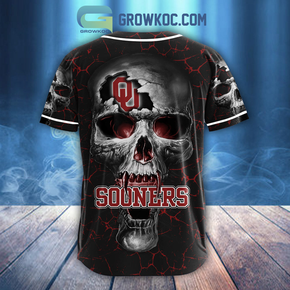 NCAA Oklahoma Sooners Personalized Skull Design Baseball Jersey baseball jersey product view 3