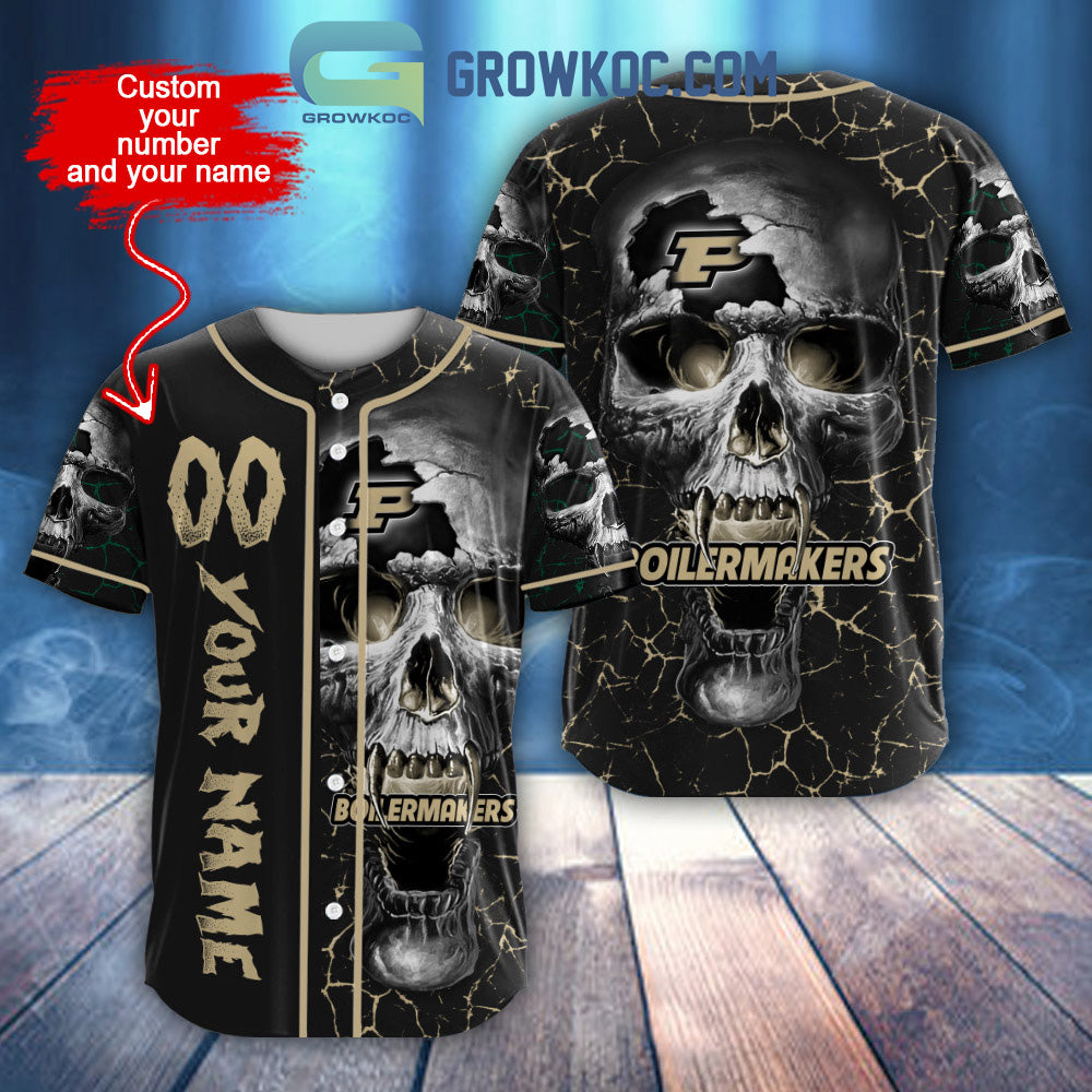 NCAA Purdue Boilermakers Personalized Skull Design Baseball Jersey baseball jersey product view 1