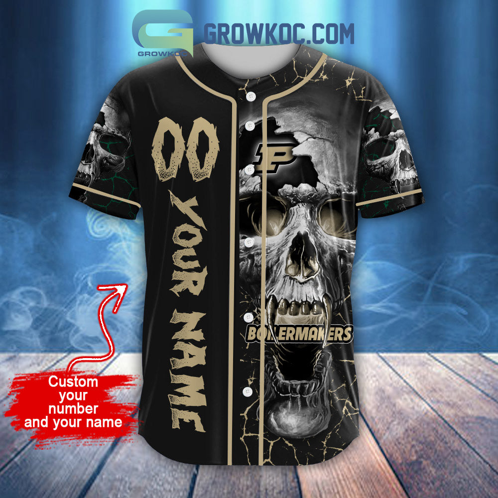 NCAA Purdue Boilermakers Personalized Skull Design Baseball Jersey baseball jersey product view 2