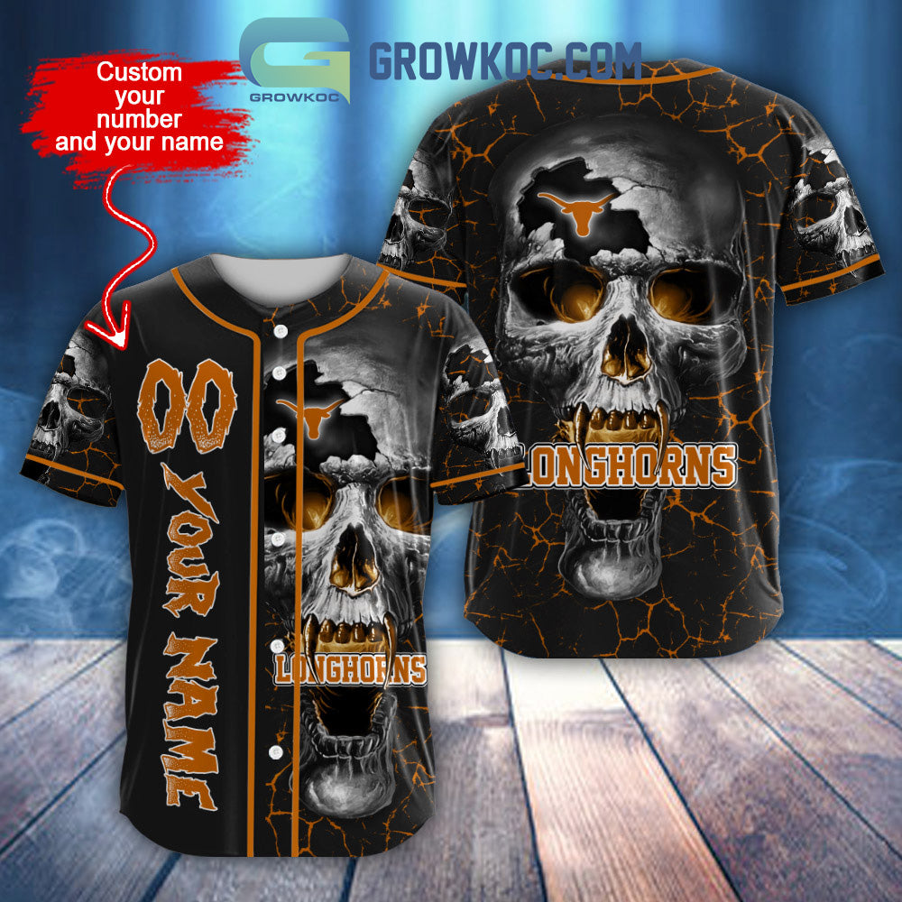 NCAA Texas Longhorns Personalized Skull Design Baseball Jersey baseball jersey product view 1