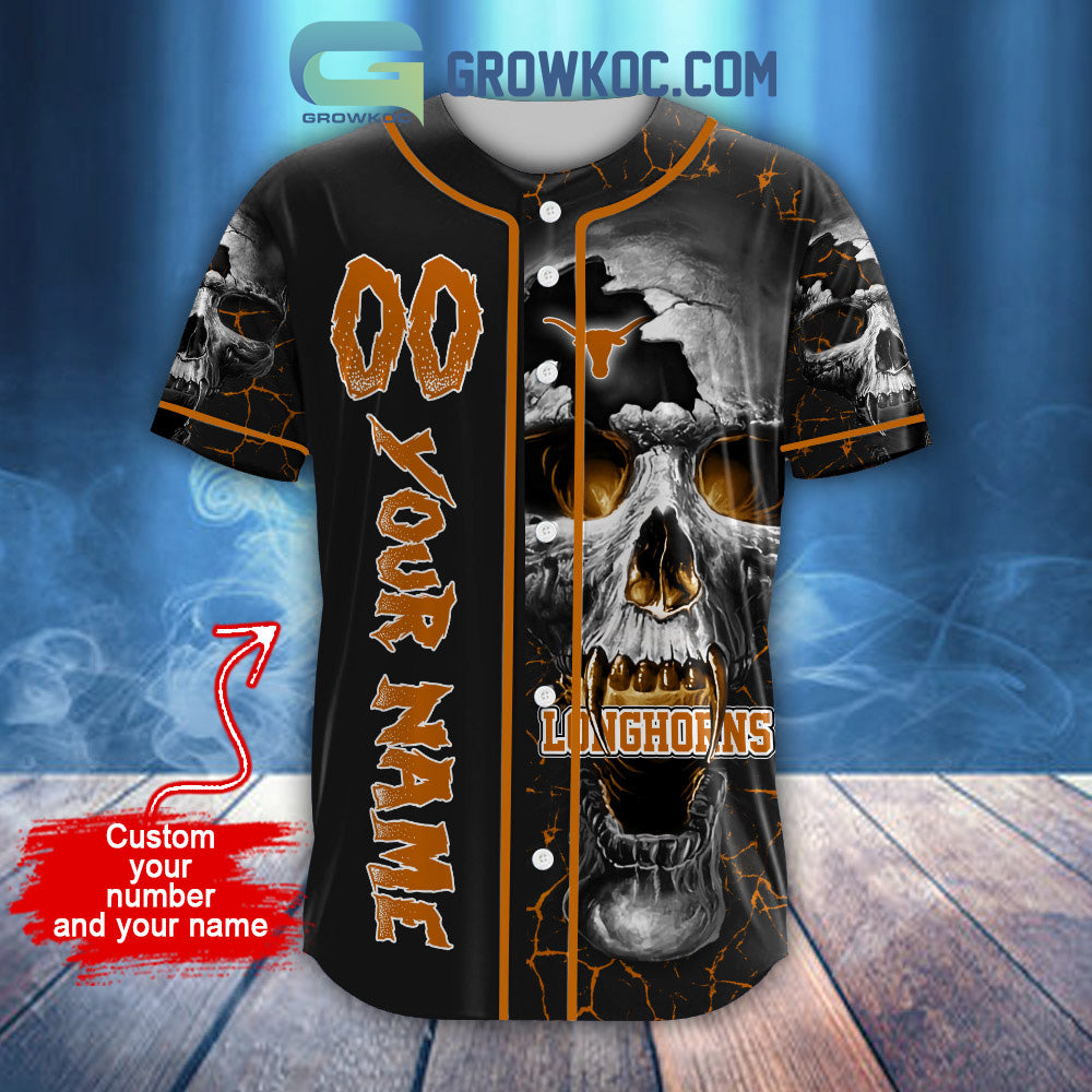 NCAA Texas Longhorns Personalized Skull Design Baseball Jersey baseball jersey product view 2