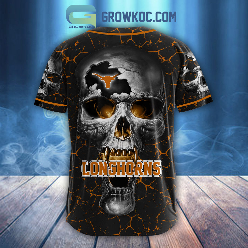 NCAA Texas Longhorns Personalized Skull Design Baseball Jersey baseball jersey product view 3