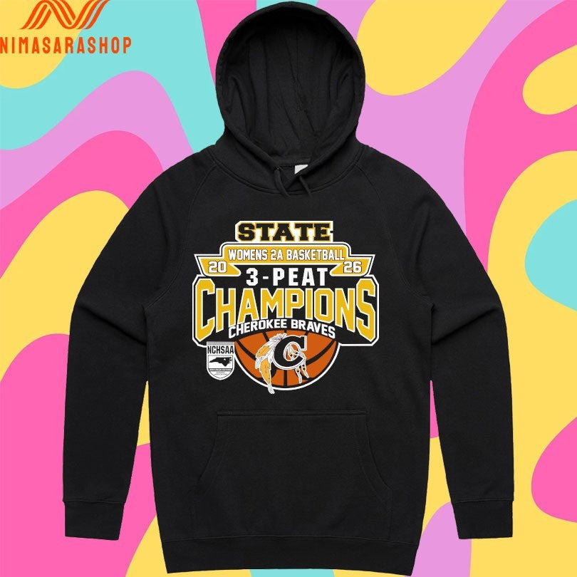 NCHSAA State Women's 2A Basketball 3-Peat Champions - Adult & Kids T-Shirts, Sweatshirts & Hoodies apparel design preview 2