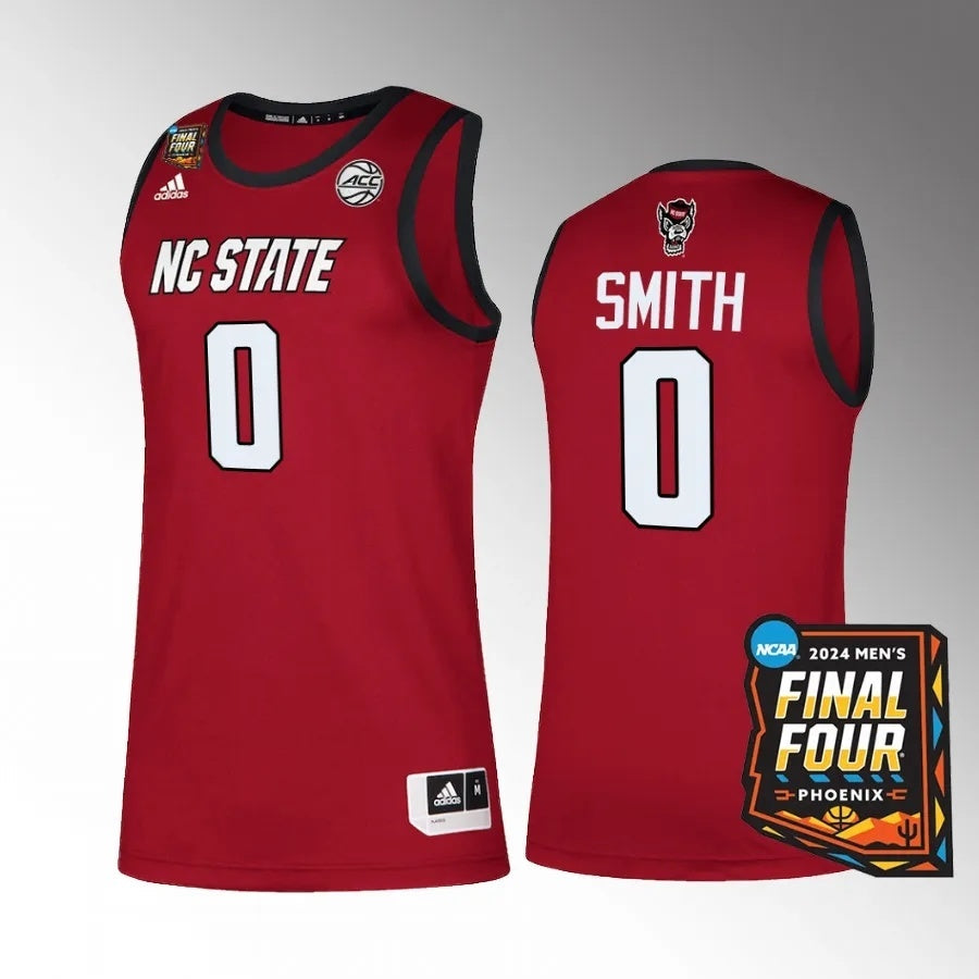 NC State Wolfpack #0 DJ Horne 2024 NCAA March Madness Final Four Red Jersey Mens Basketball basketball jersey product view 1