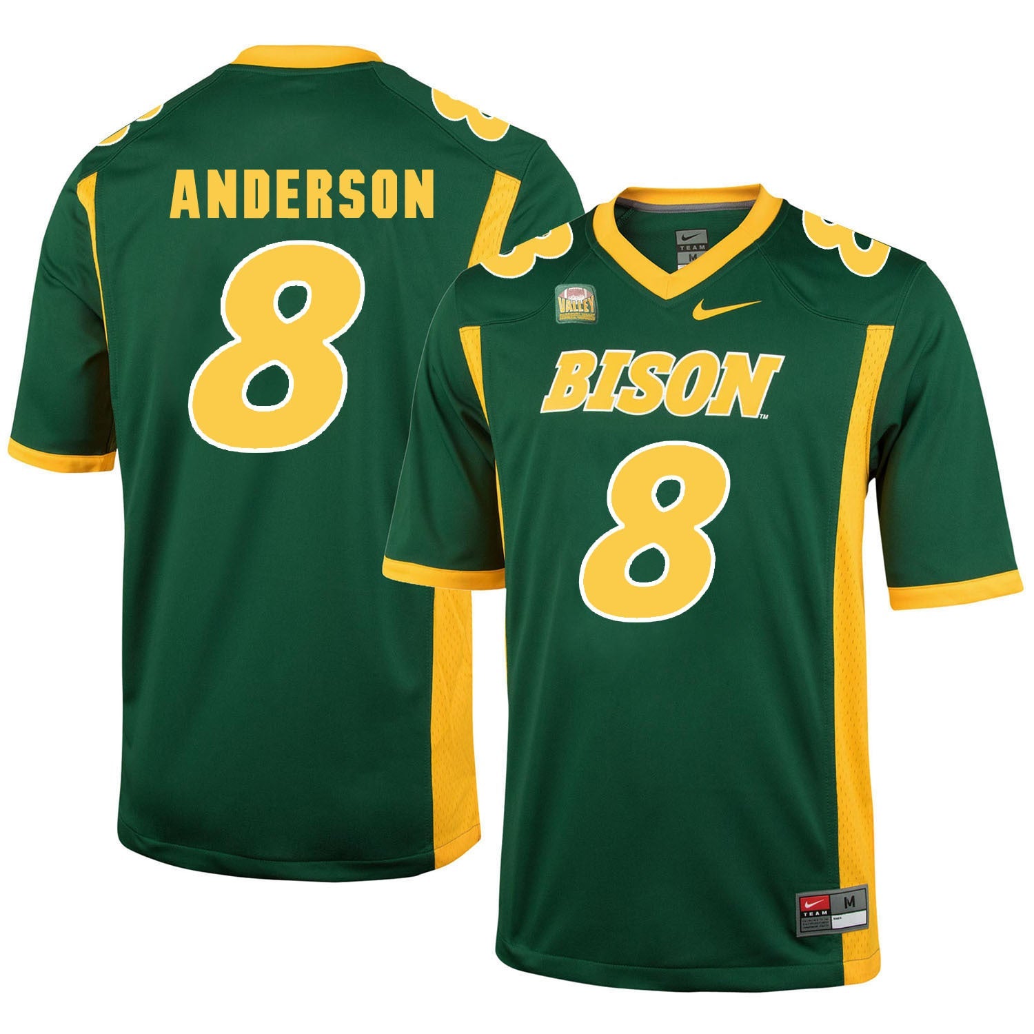 NDSU Anderson 8 Green College Football Jersey football jersey product view 1