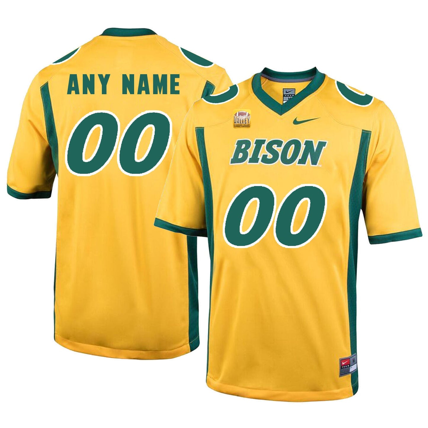 NDSU Any Name 00 Gold College Football Jersey football jersey product view 1
