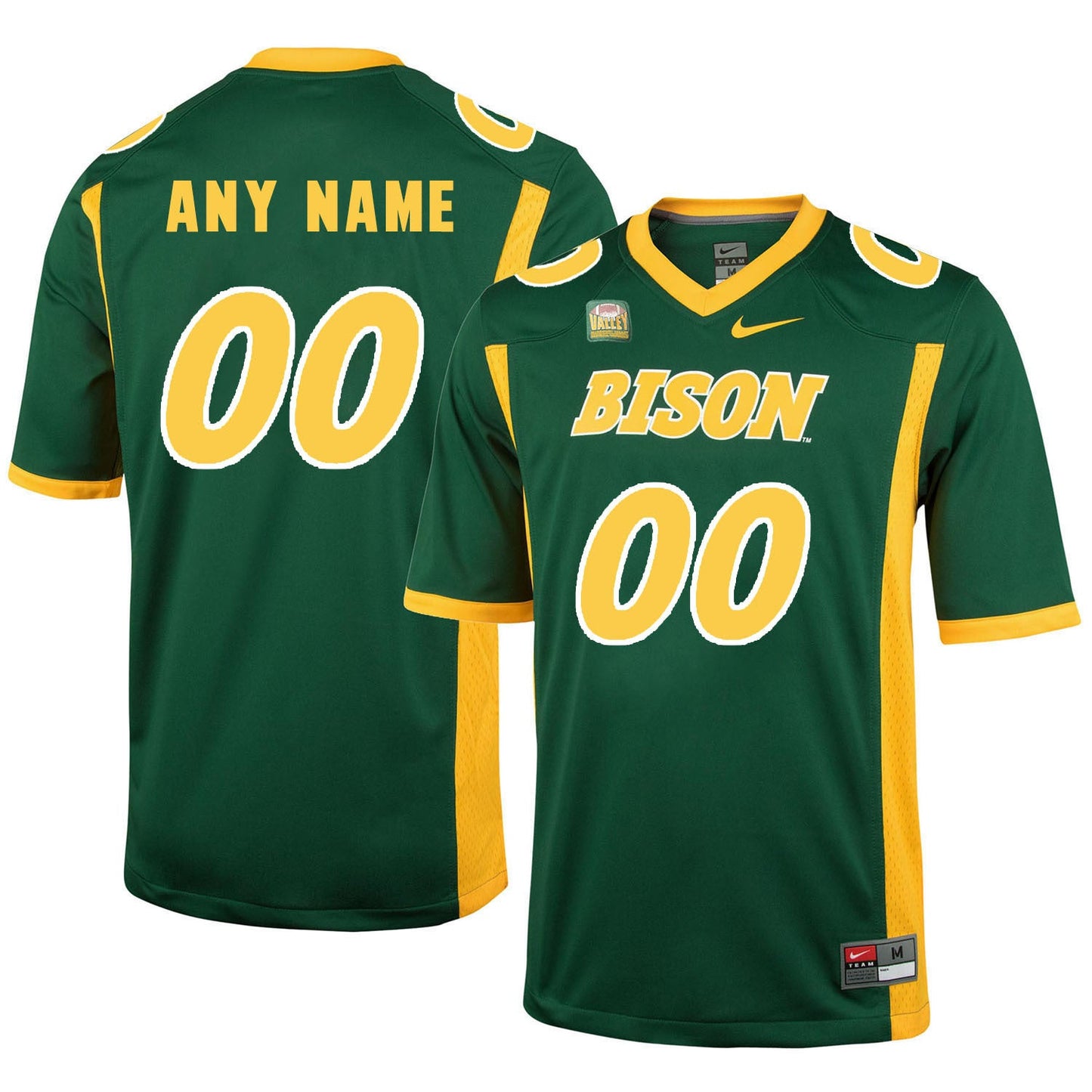 NDSU Any Name 00 Green College Football Jersey football jersey product view 1