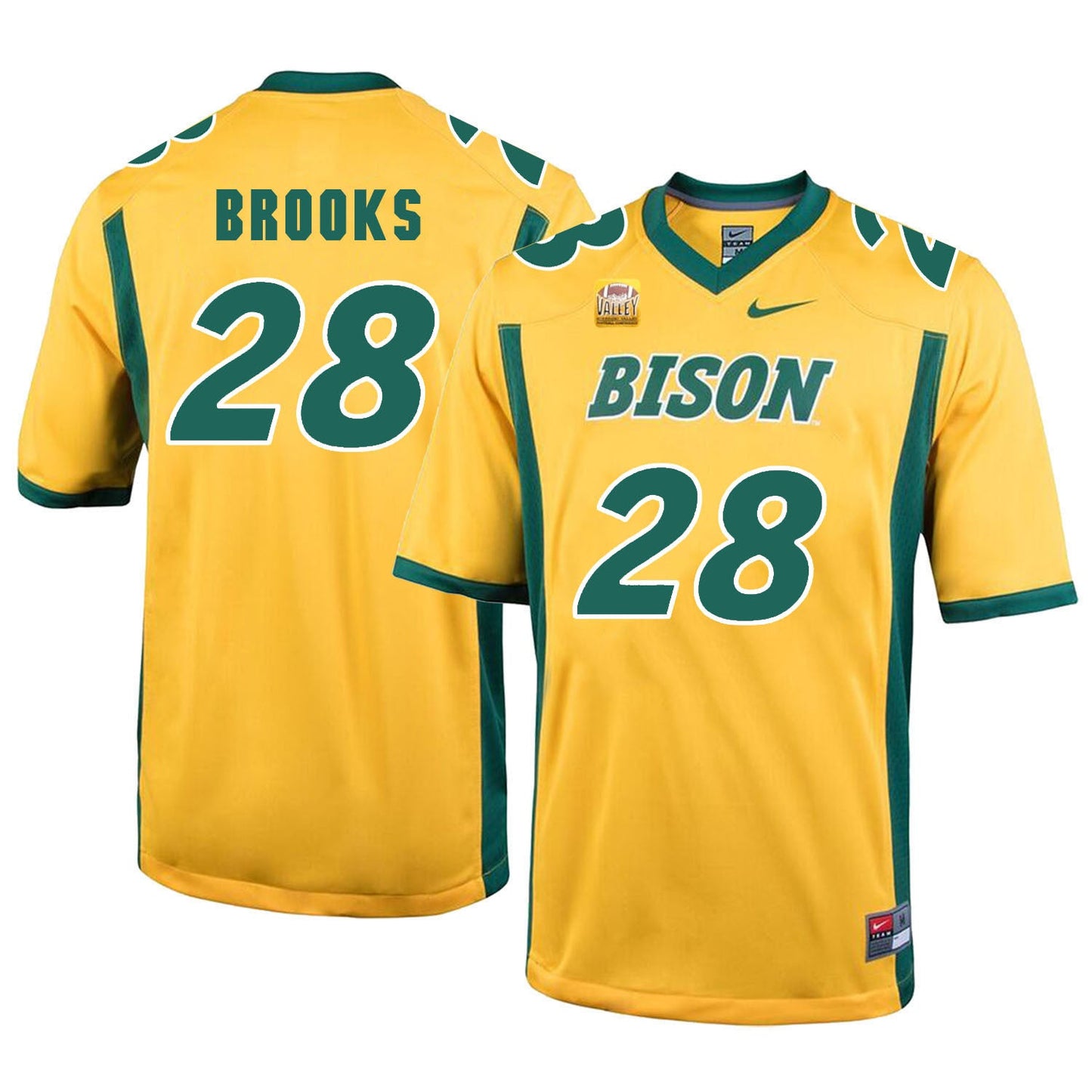 NDSU Brooks 28 Gold College Football Jersey football jersey product view 1