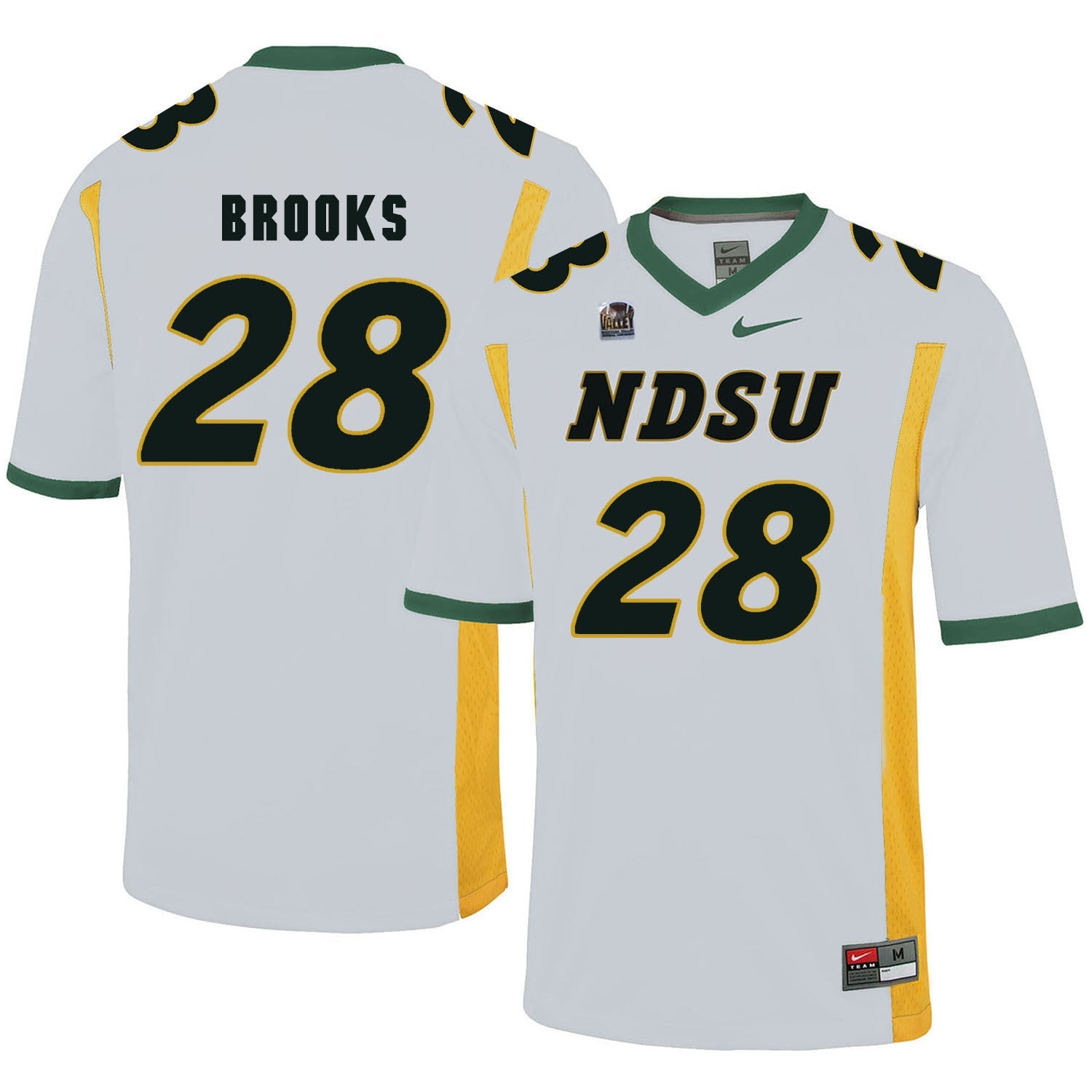 NDSU Brooks 28 White College Football Jersey football jersey product view 1