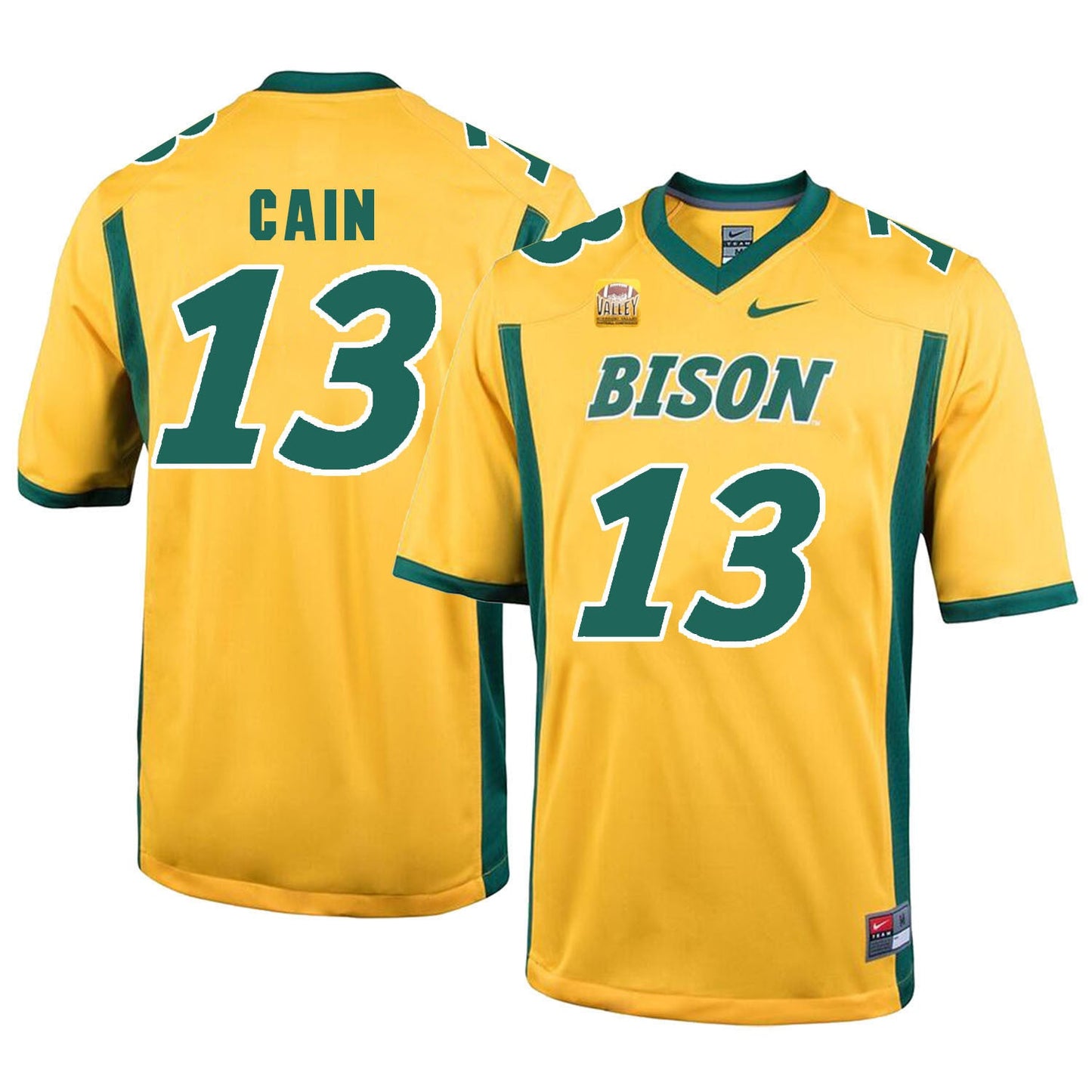 NDSU Cain 13 Gold College Football Jersey football jersey product view 1