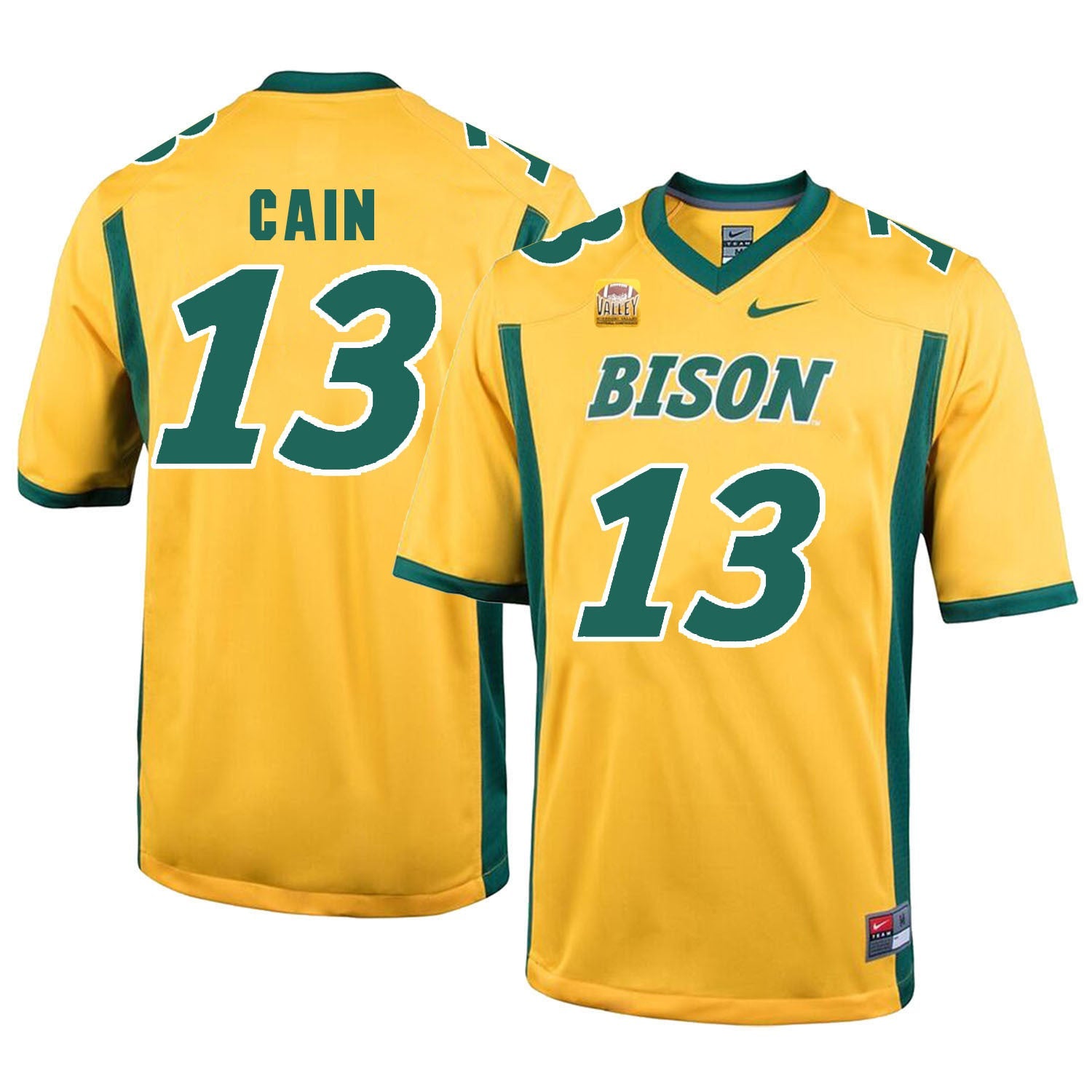 NDSU Cain 13 Gold College Football Jersey football jersey product view 1
