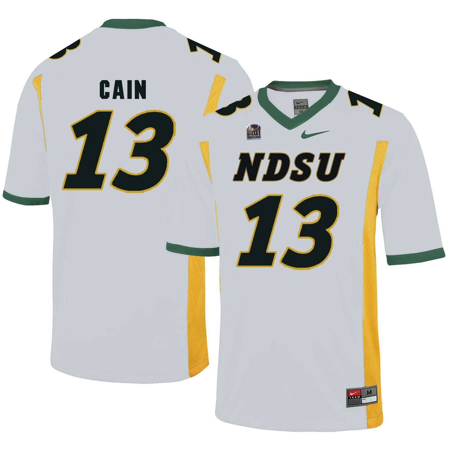 NDSU Cain 13 White College Football Jersey football jersey product view 1