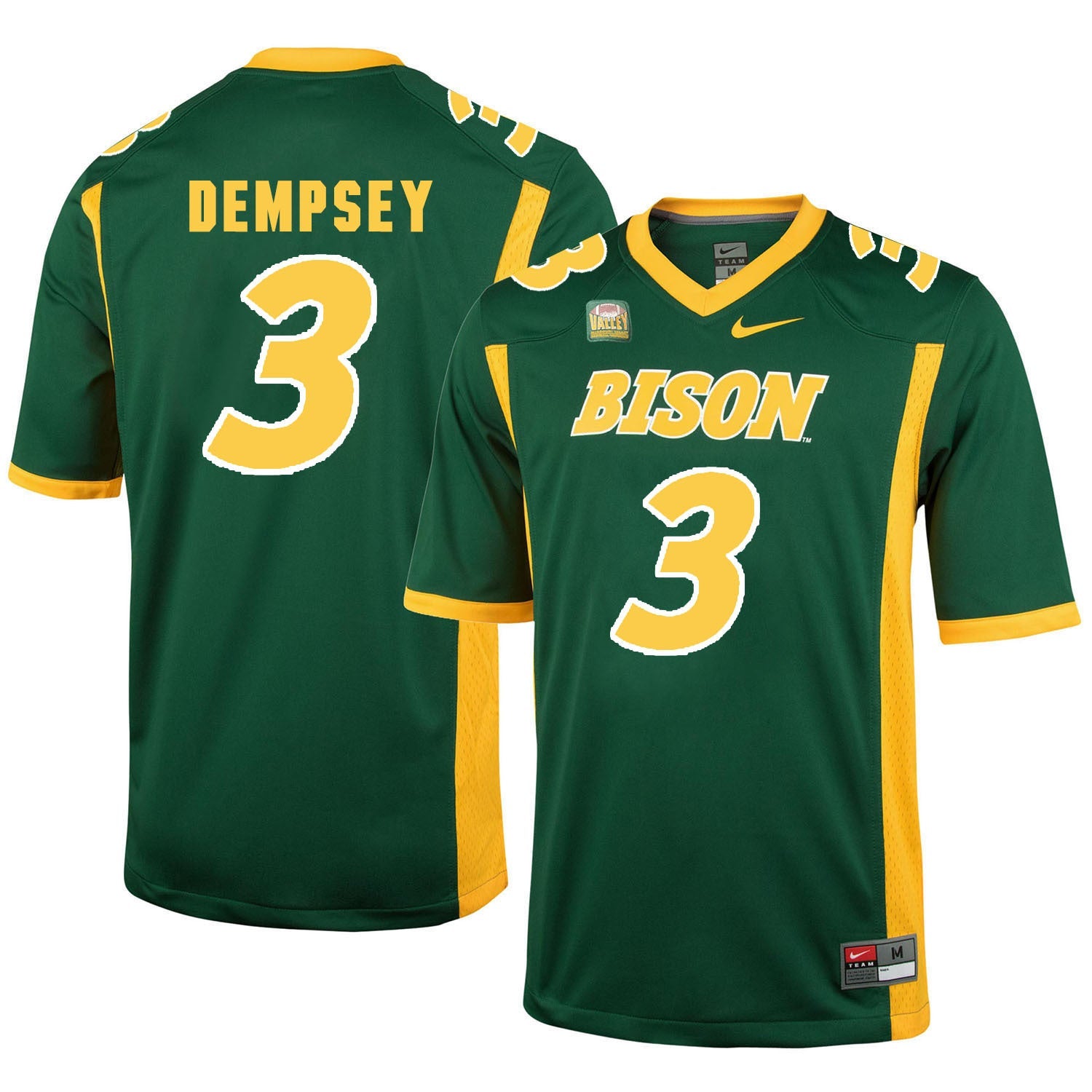 NDSU Dempsey 3 Green College Football Jersey football jersey product view 1