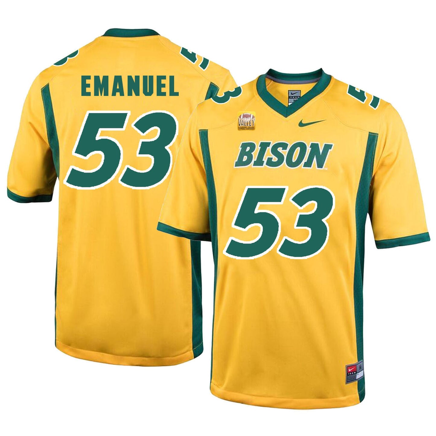 NDSU Emanuel 53 Gold College Football Jersey football jersey product view 1