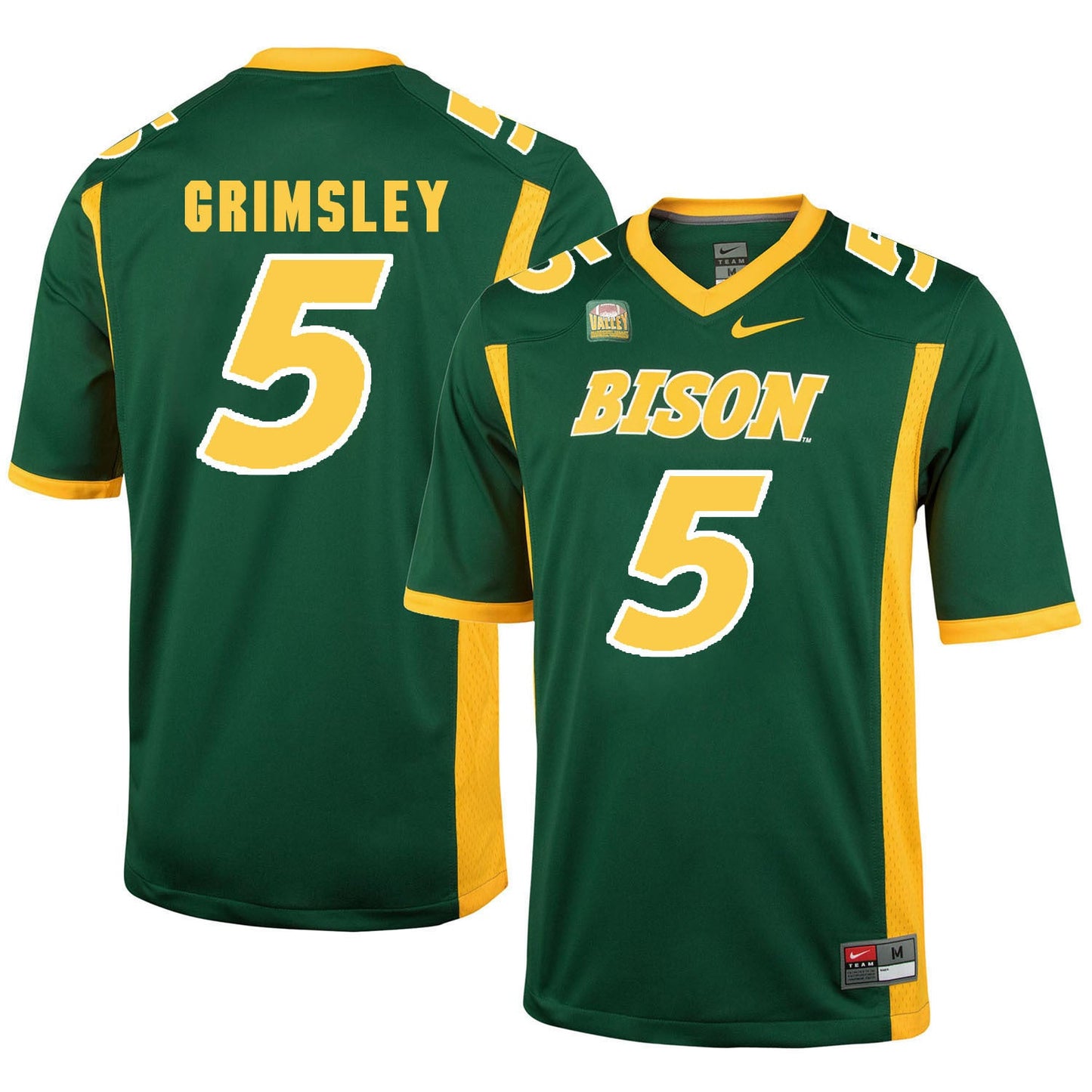 NDSU Grimsley 5 Green College Football Jersey football jersey product view 1