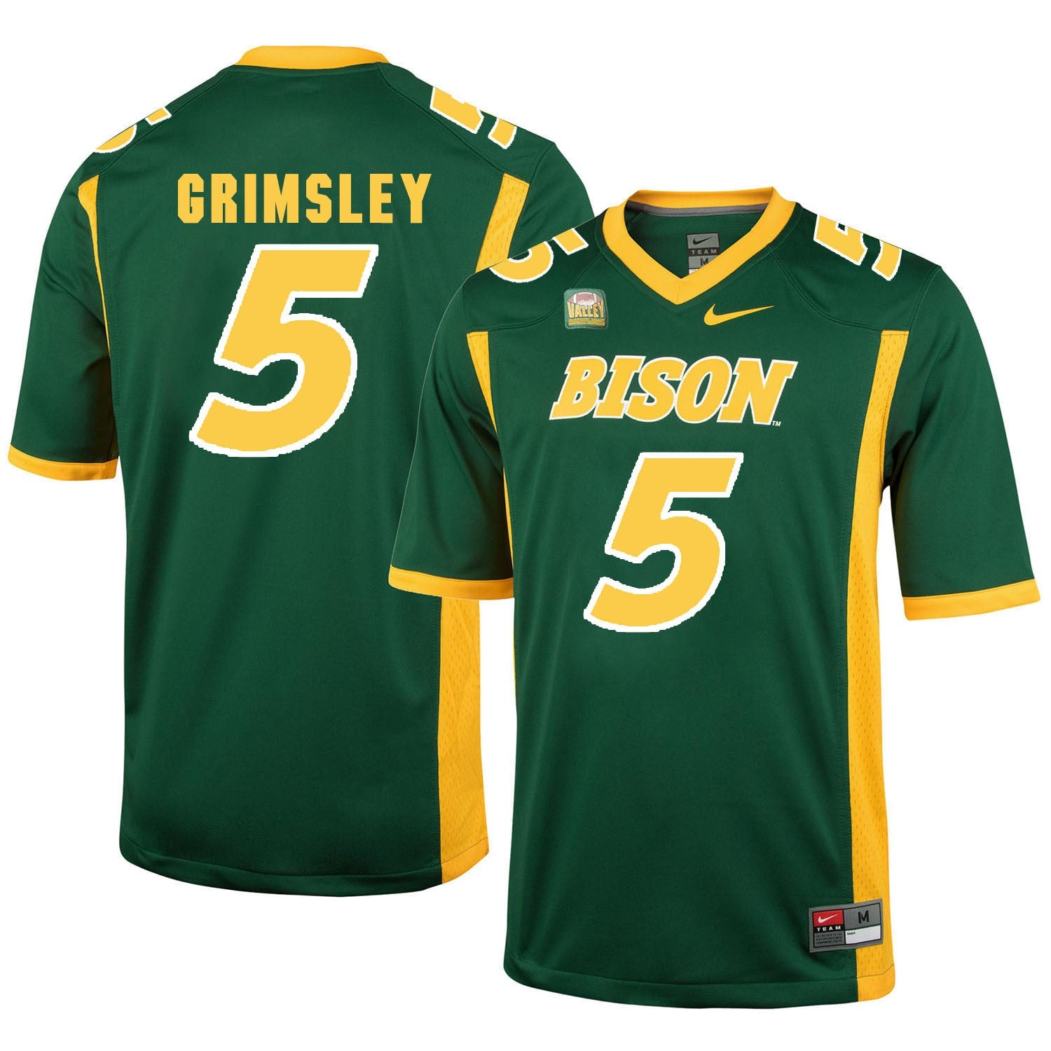 NDSU Grimsley 5 Green College Football Jersey football jersey product view 1