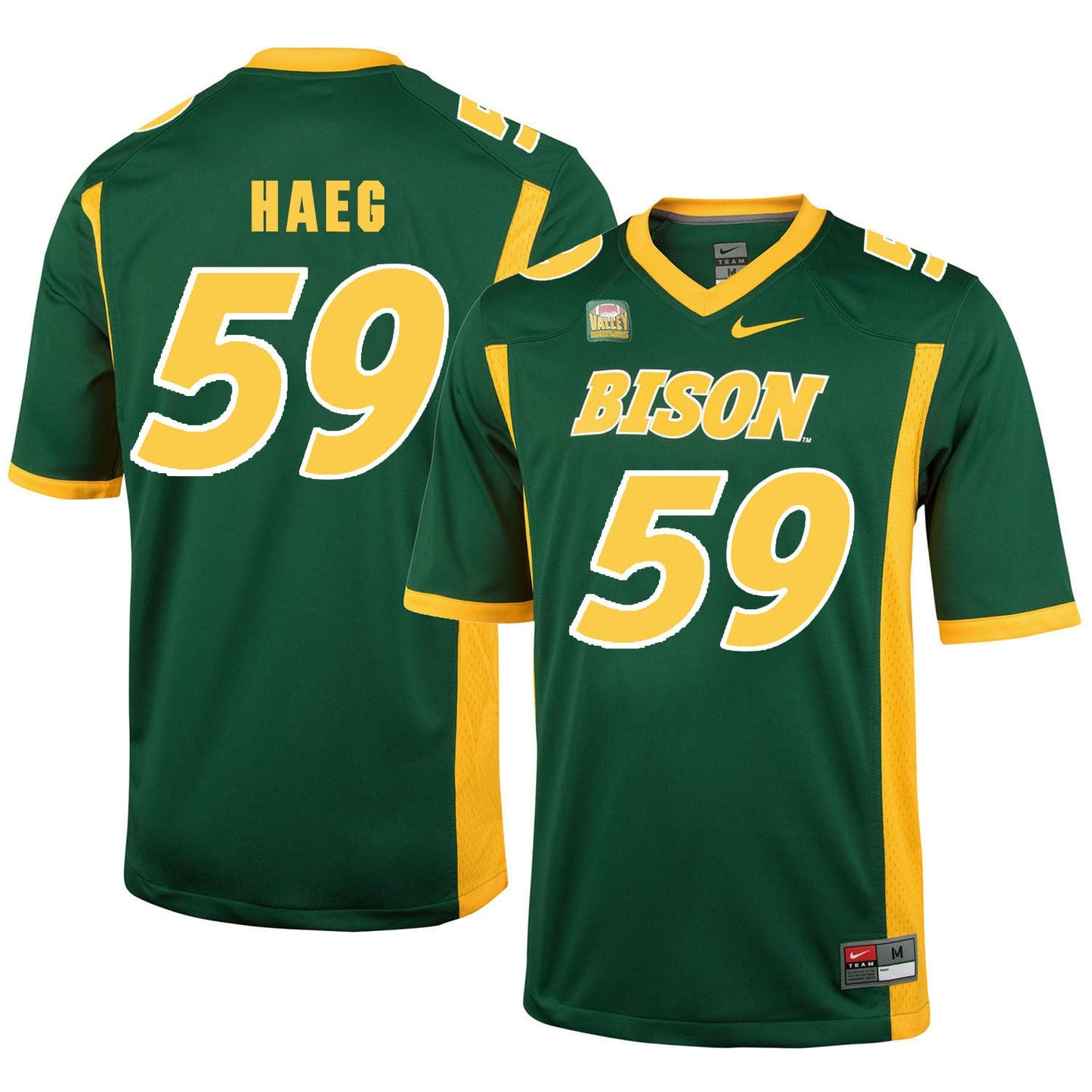 NDSU Haeg 59 Green College Football Jersey football jersey product view 1