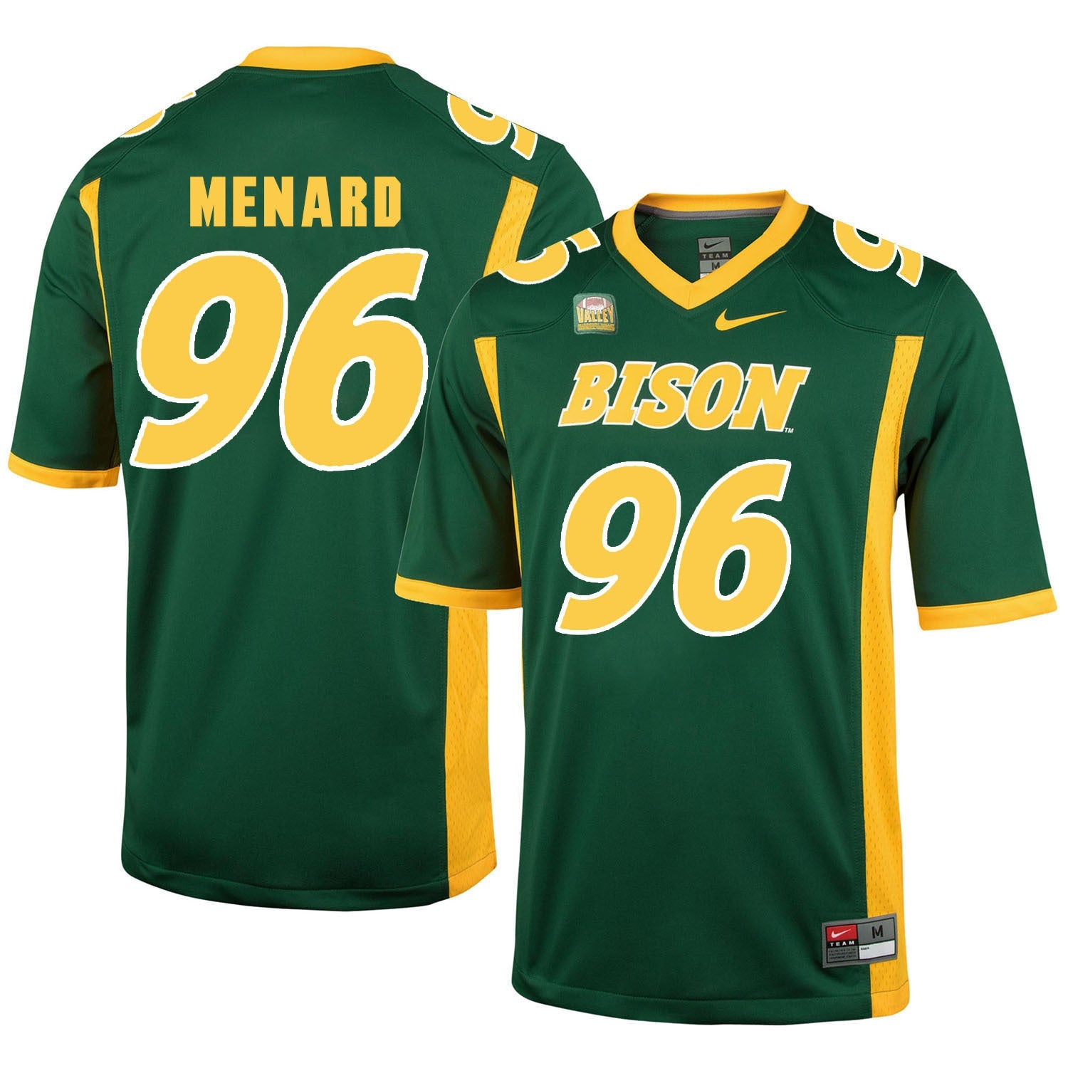 NDSU Menard 96 Green College Football Jersey football jersey product view 1