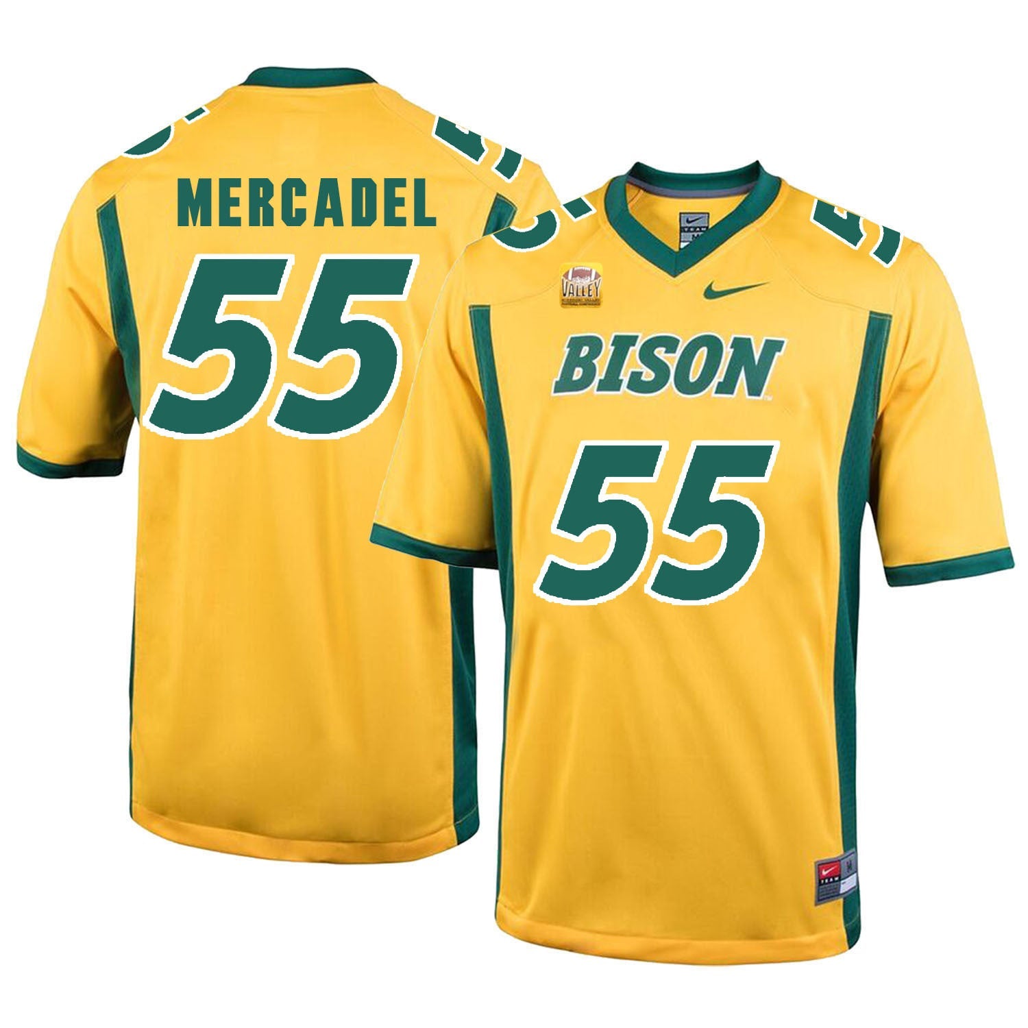 NDSU Mercadel 55 Gold College Football Jersey football jersey product view 1