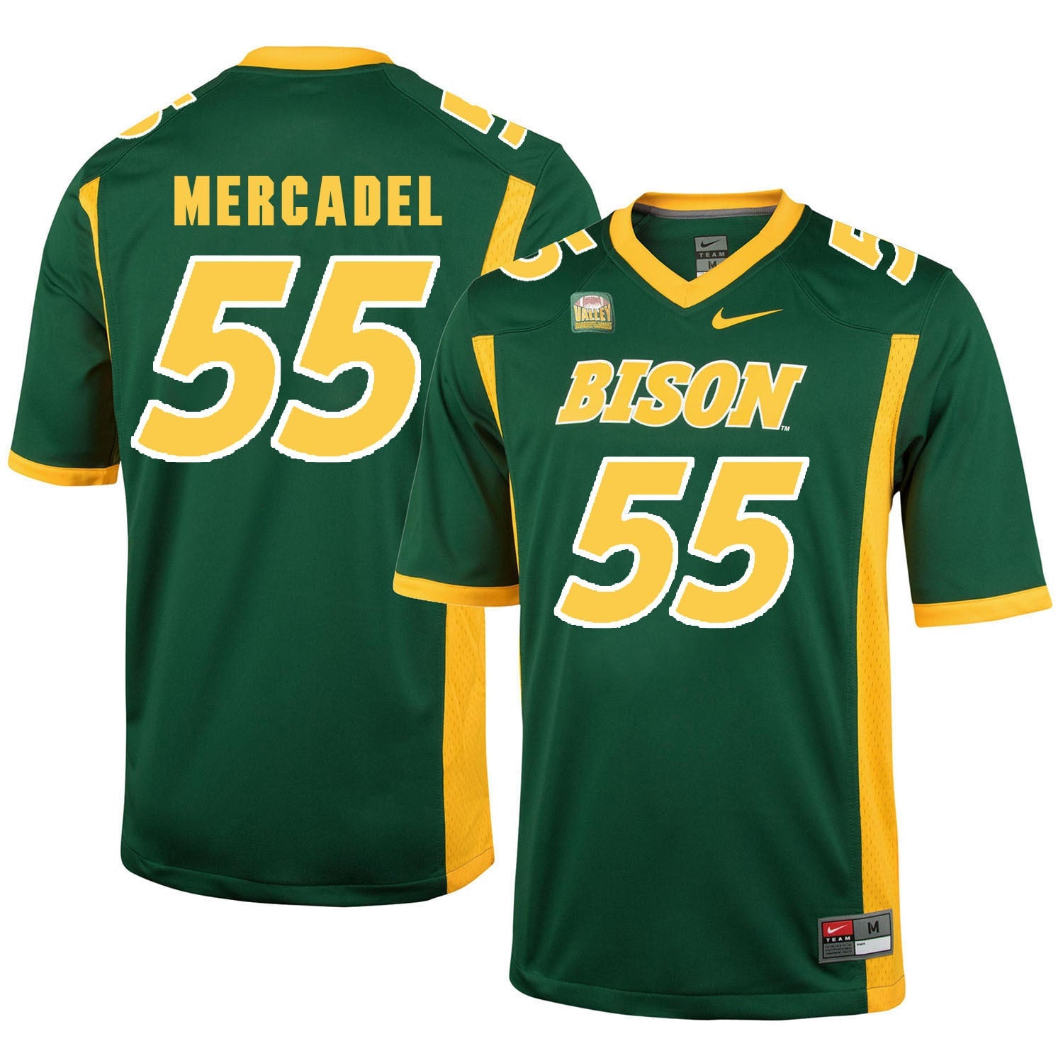 NDSU Mercadel 55 Green College Football Jersey football jersey product view 1