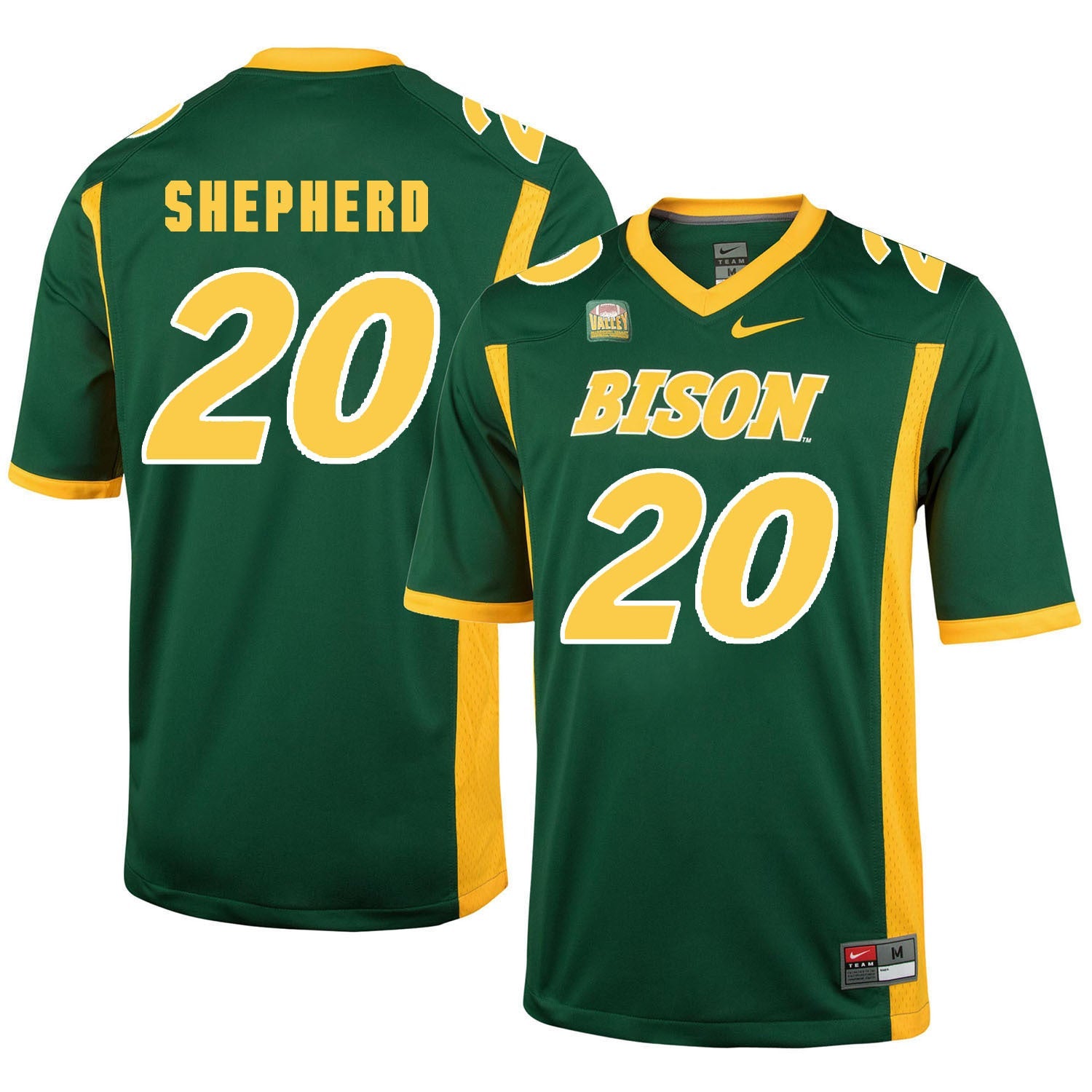 NDSU Shepherd 20 Green College Football Jersey football jersey product view 1