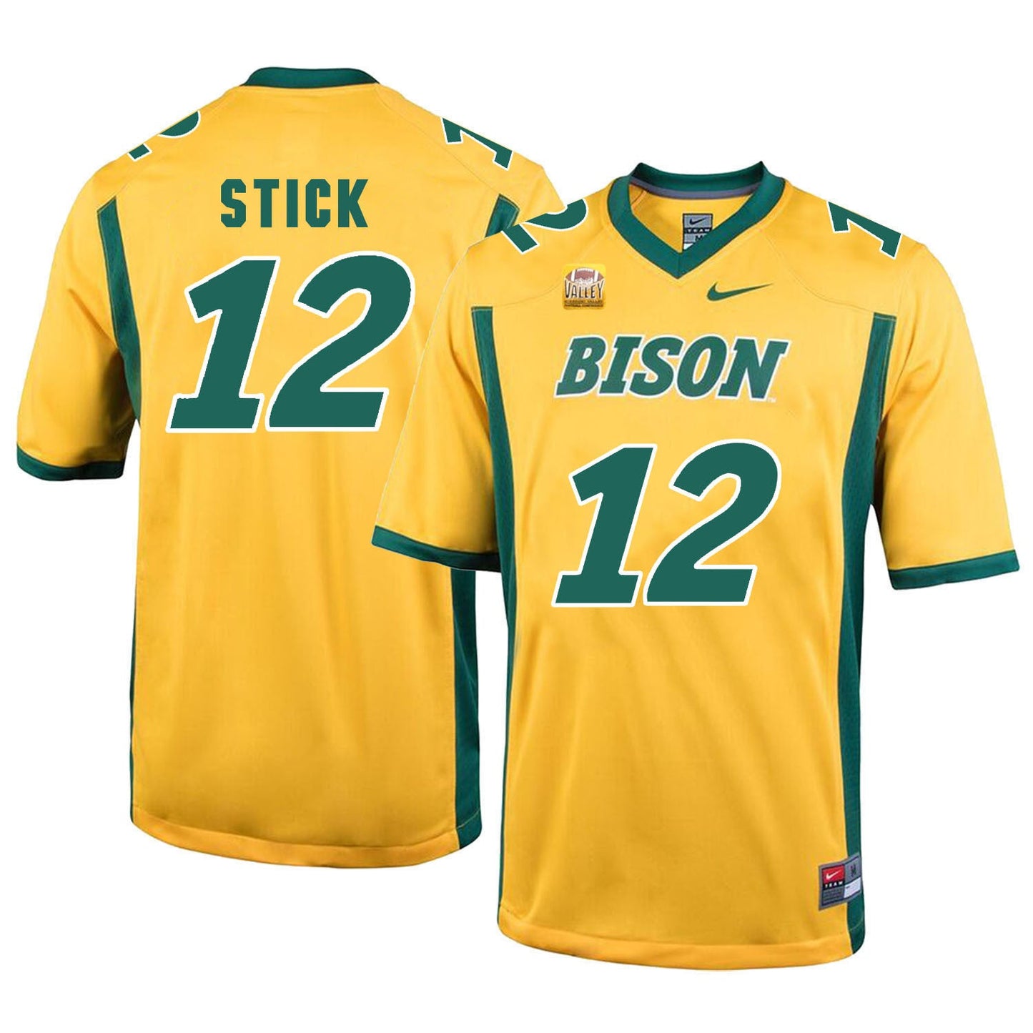 NDSU Stick 12 Gold College Football Jersey football jersey product view 1