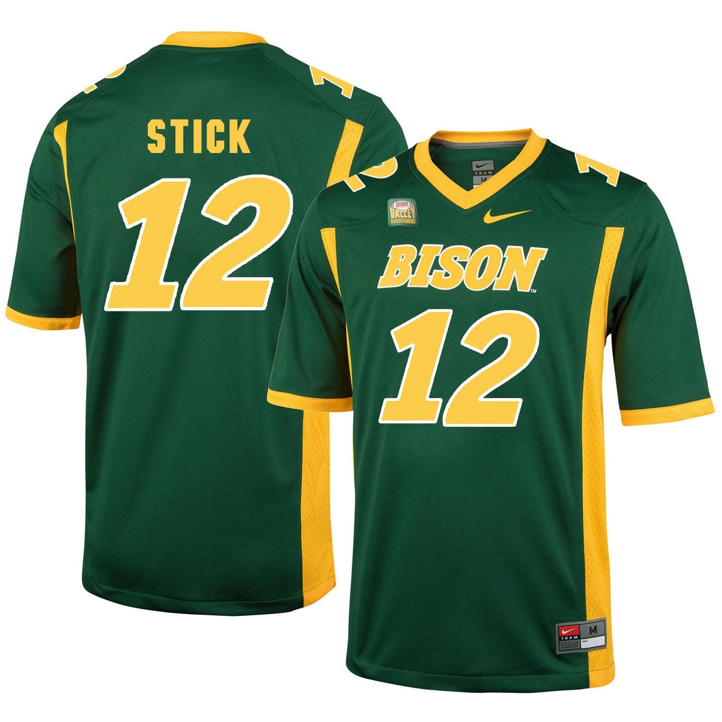 NDSU Stick 12 Green College Football Jersey football jersey product view 1