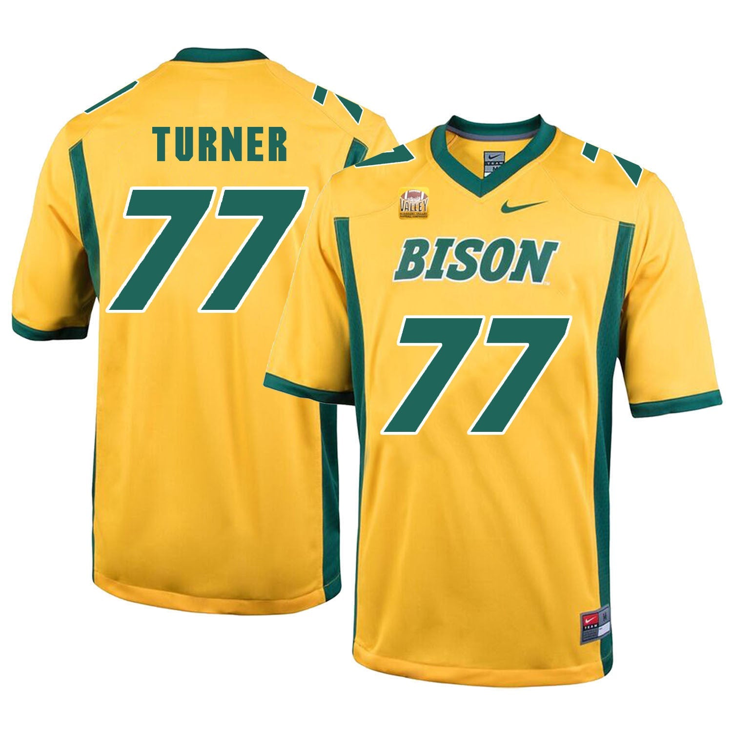 NDSU Turner 77 Gold College Football Jersey football jersey product view 1