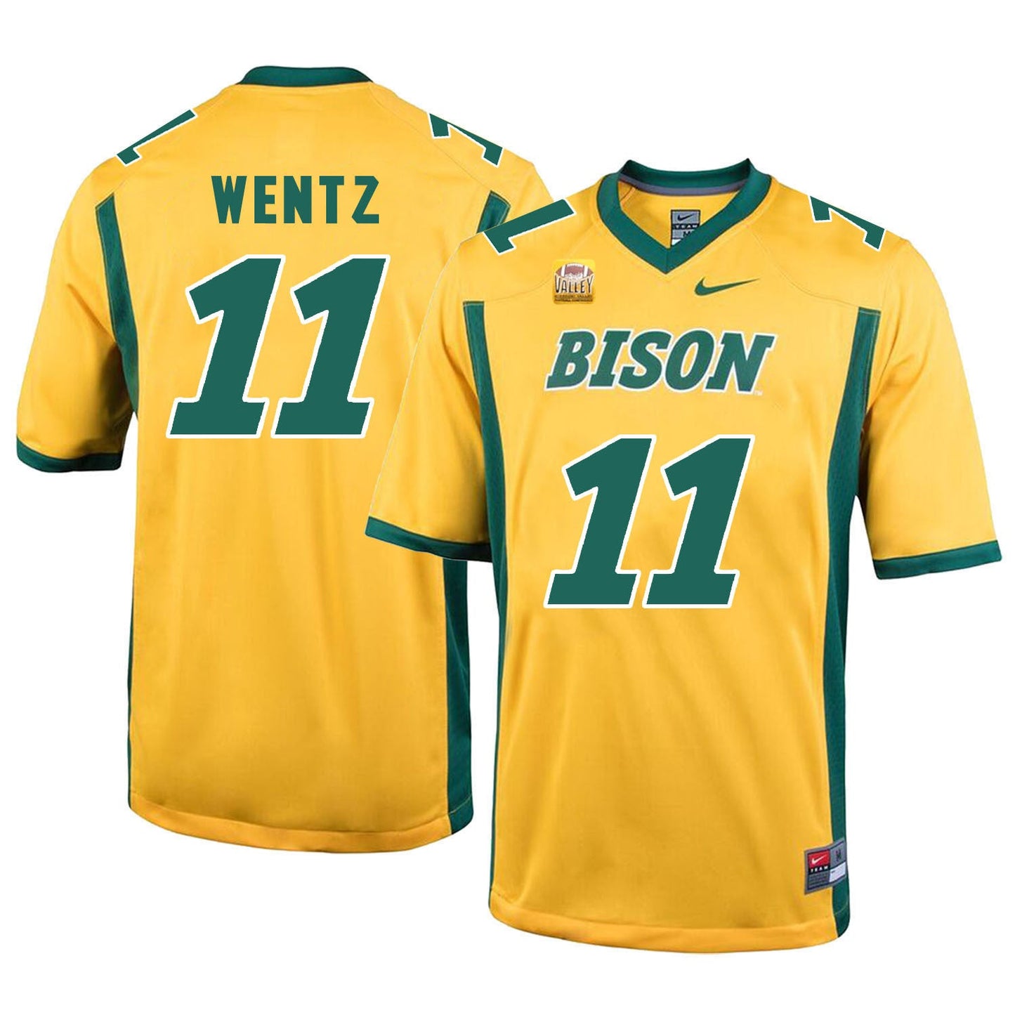 NDSU Wentz 11 Gold College Football Jersey football jersey product view 1