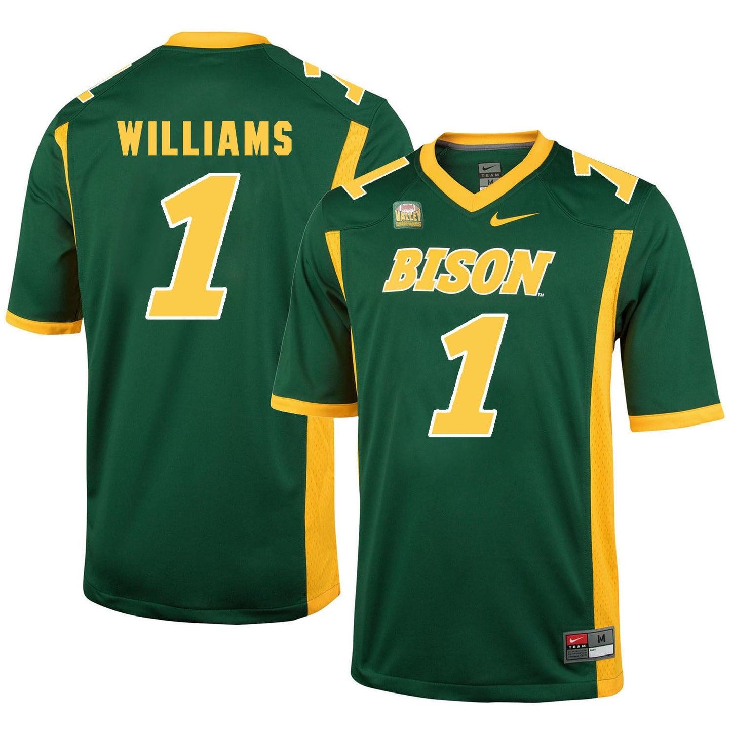 NDSU Williams 1 Green College Football Jersey football jersey product view 1