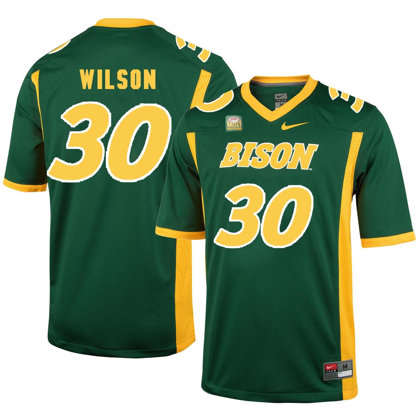 NDSU Wilson 30 Green College Football Jersey football jersey product view 1