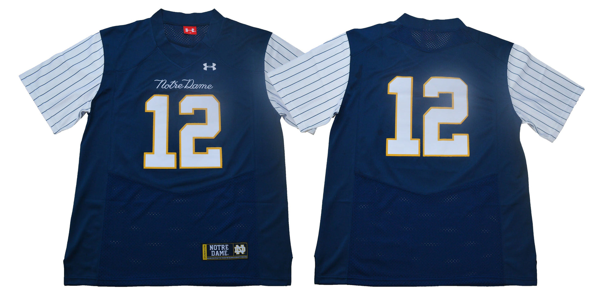 ND 12 Striped Blue College Football Jersey football jersey product view 1