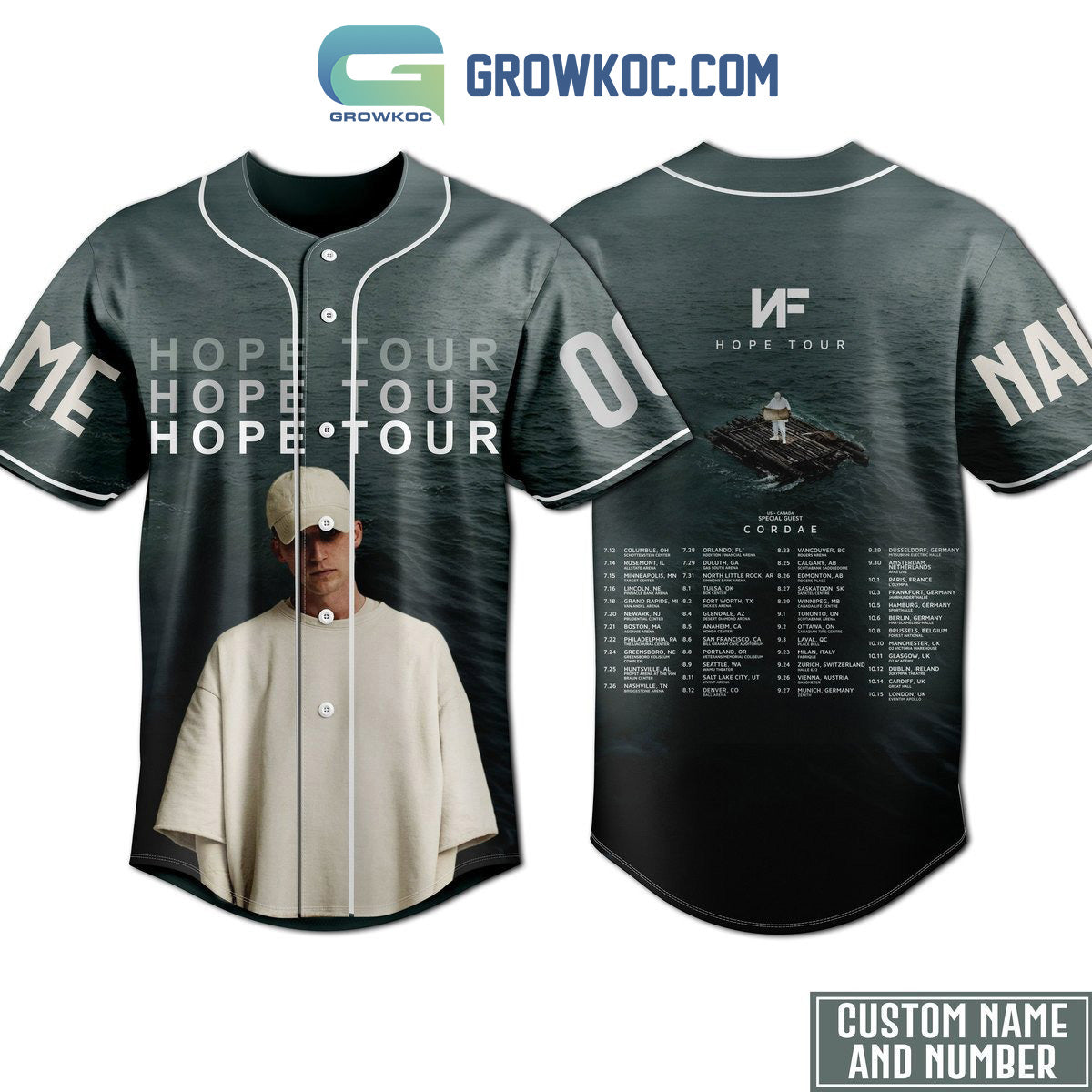 NF Hope Tour 2023 Personalized Baseball Jersey baseball jersey product view 1