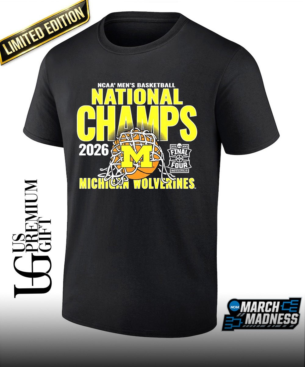 Michigan Wolverines 2026 NCAA Mens Basketball National Champions cut net T-shirt Unisex T-shirt, Sweatshirt, Hoodie, Long Sleeve Tee - T-Shirt, Sweatshirt, Hoodie