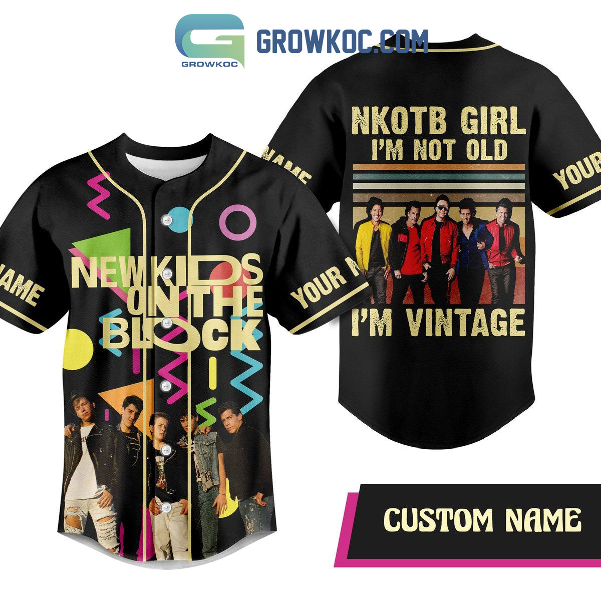 NKOTB Girl I’m Not Old I’m Vintage Personalized Baseball Jersey baseball jersey product view 1