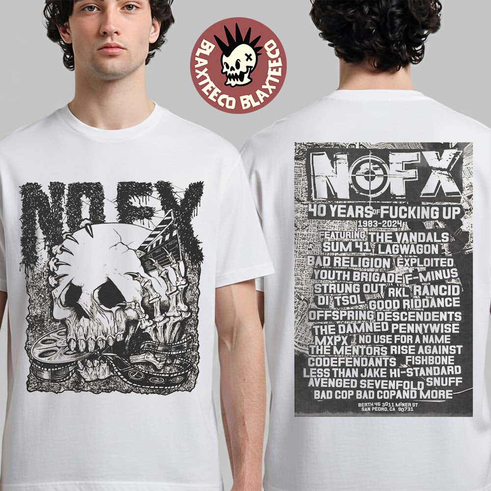 NOFX 40 Years Of Funkin Up Film Merch OG Film Skull Two Sided T-Shirt Unisex T-shirt, Sweatshirt, Hoodie, Long Sleeve Tee - T-Shirt, Sweatshirt, Hoodie