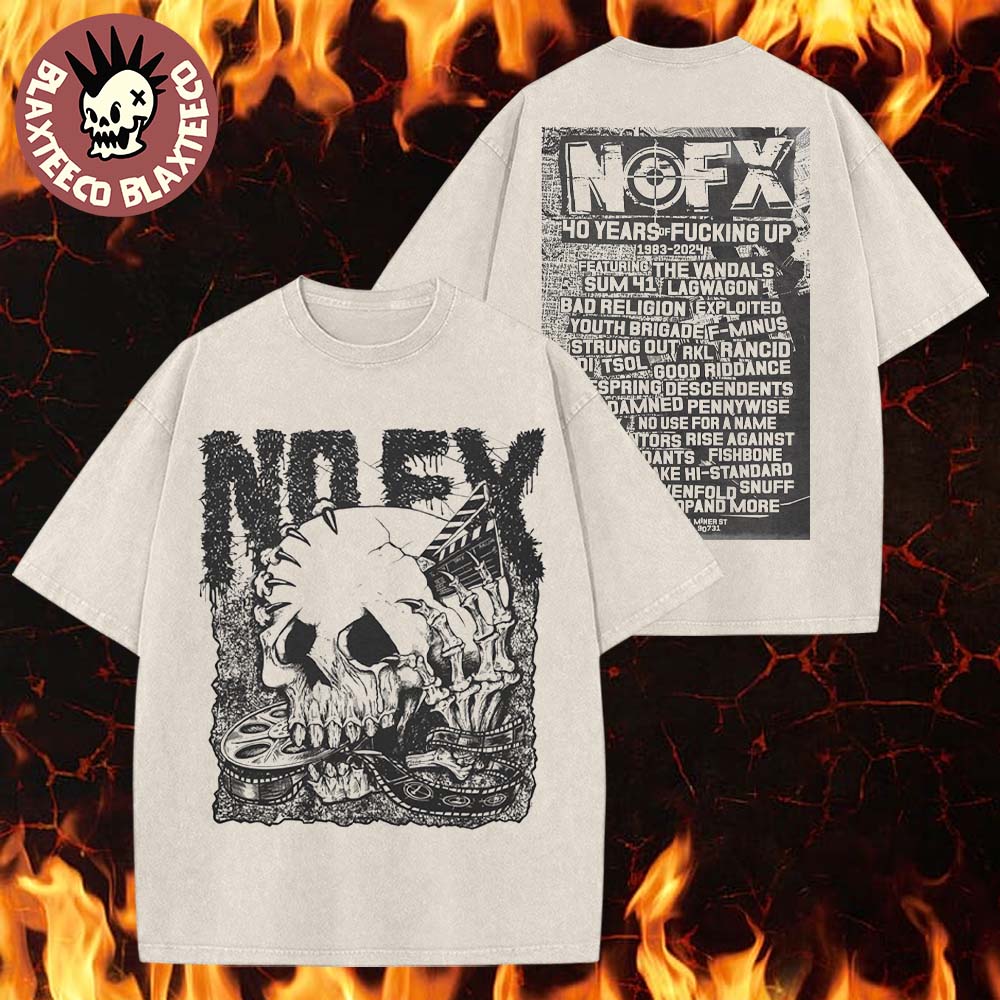 NOFX 40 Years Of Funkin Up Film Merch OG Film Skull Vintage Washed Tee Unisex T-shirt, Sweatshirt, Hoodie, Long Sleeve Tee - T-Shirt, Sweatshirt, Hoodie