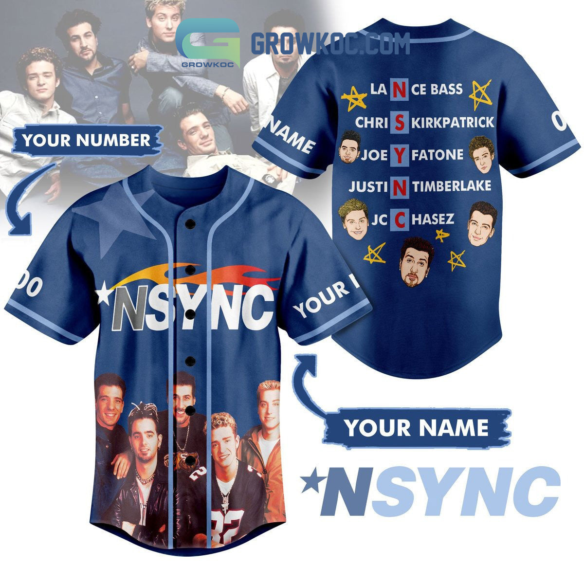 NSYNC Bye Bye Bye Personalized Baseball Jersey baseball jersey product view 1