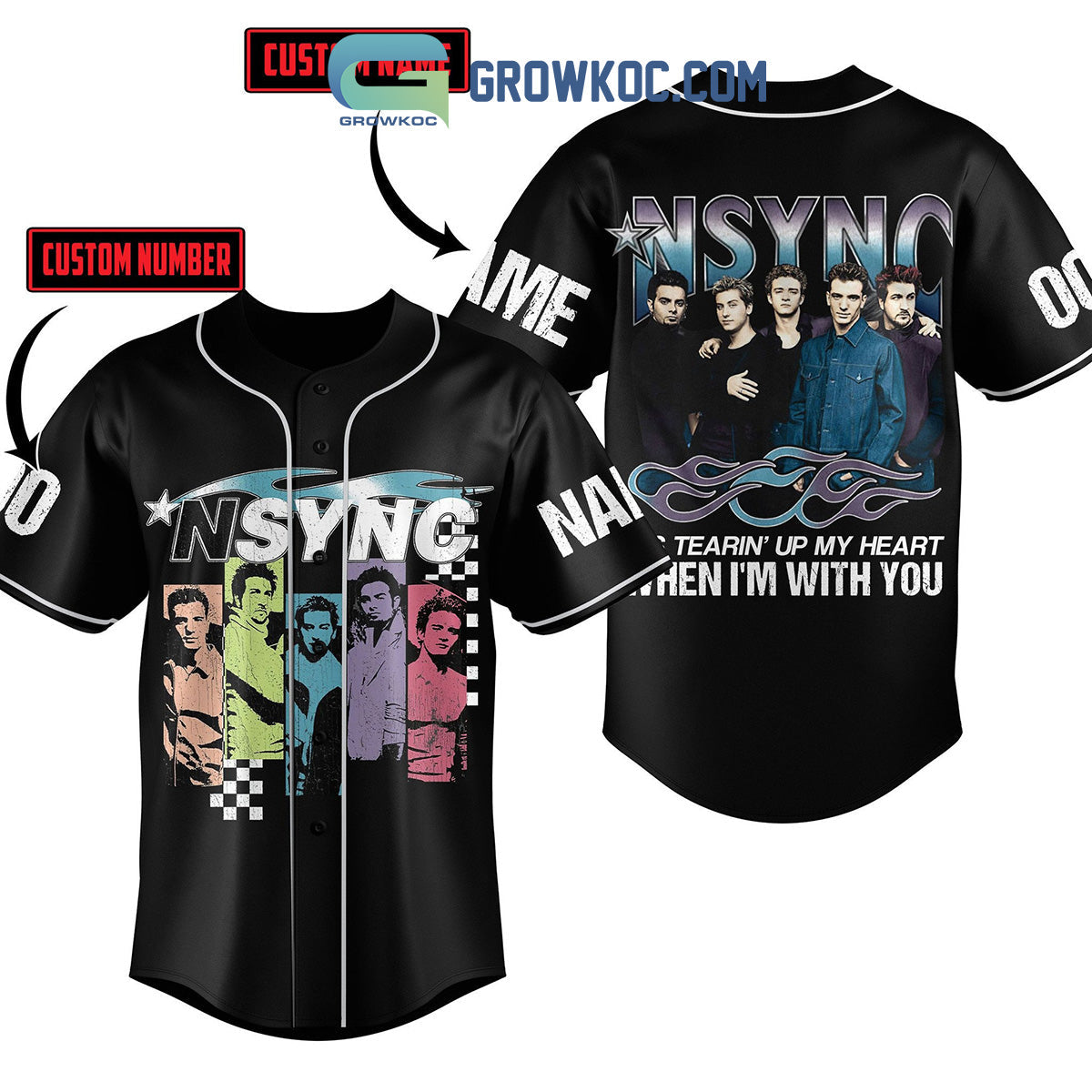 NSYNC It’s Tearin’ Up My Heart When I’m With You Personalized Baseball Jersey baseball jersey product view 1
