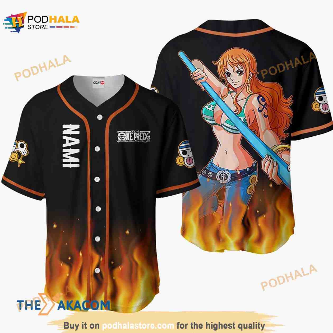 Nami Anime 3D Baseball Jersey Shirt baseball jersey product view 1