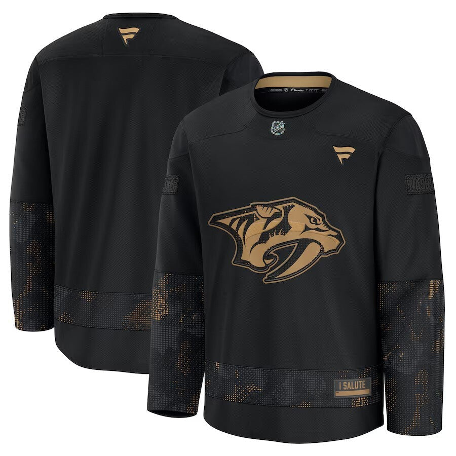 Nashville Predators 2024 Military Appreciation Practice Jersey - Black Hockey Jersey hockey jersey product view 1