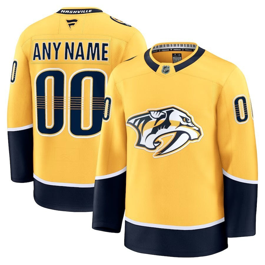 Nashville Predators Fanatics Home Premium Custom Jersey - Gold Hockey Jersey hockey jersey product view 1