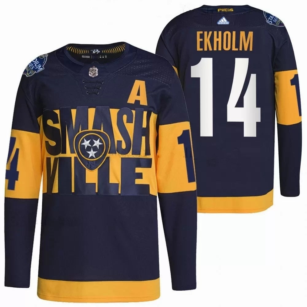 Nashville Predators #14 Mattias Ekholm 2022 Stadium Series Hockey Jersey hockey jersey product view 1