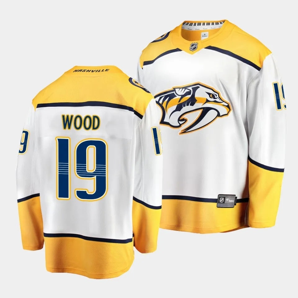 Nashville Predators #19 Matthew Wood Away White Jersey 2023 NHL Draft Hockey Jersey hockey jersey product view 1